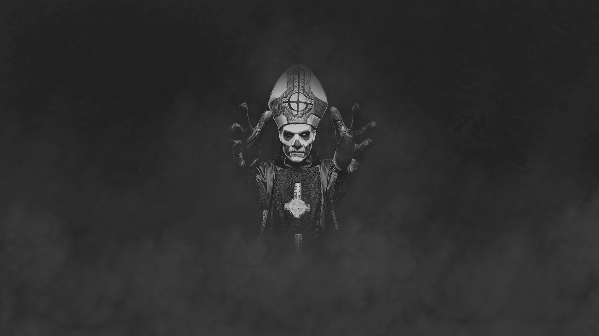 Ghost B C Papa Emeritus Skull Music Gothic Smoke Background Wallpaper