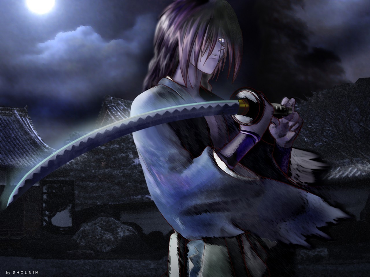 Anime Rurouni Kenshin Sword Himura Kenshin Katana Night Samurai X 1280x960