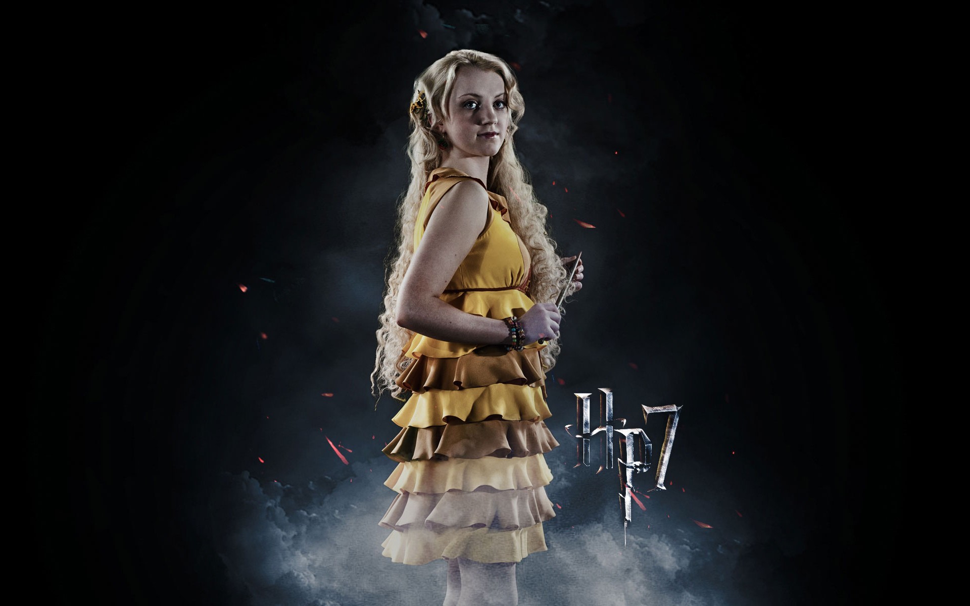 Evanna Lynch Harry Potter And The Deathly Hallows Harry Potter Luna Lovegood Yellow Dress Women Blon 1920x1200