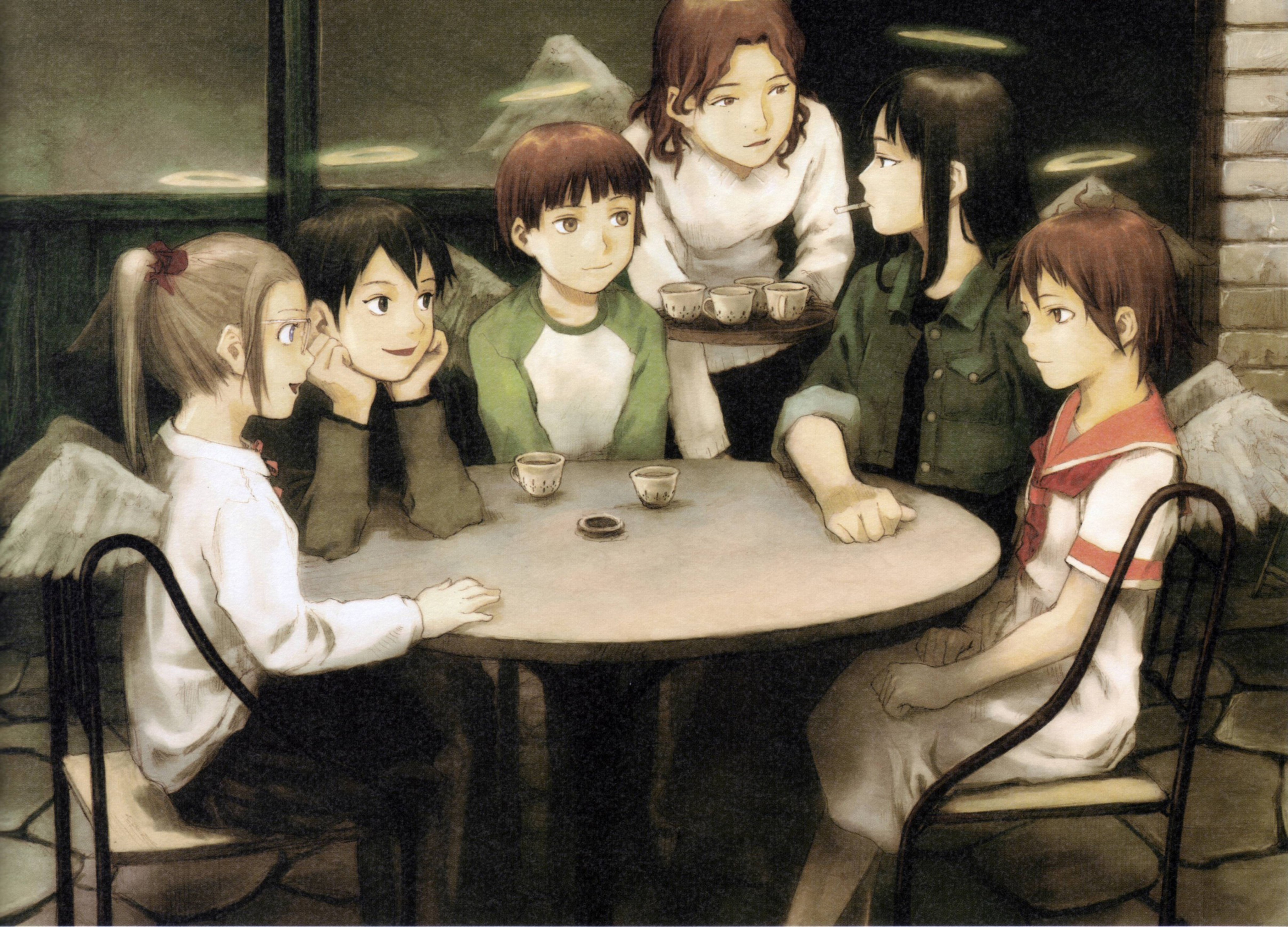 Haibane Renmei Angel Anime Girls Social Gathering Smoking Tea Party Tea Pot 4096x2949