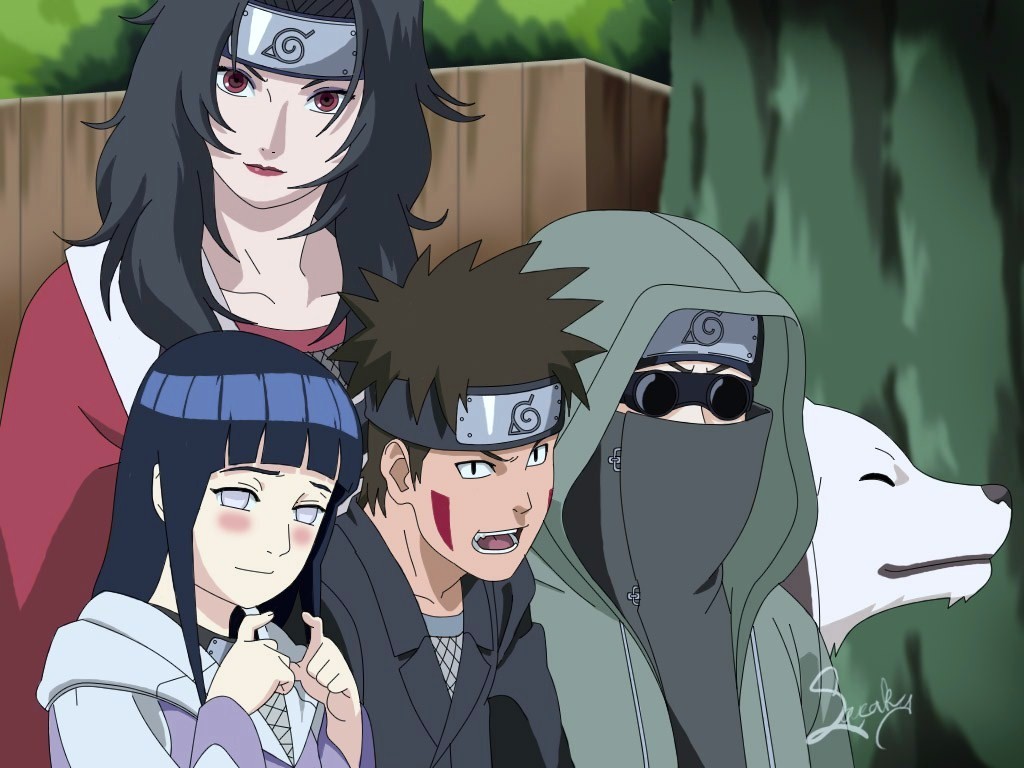 Aburame Shino Hyuuga Hinata Inuzuka Kiba Yuhi Kurenai Anime 1024x768