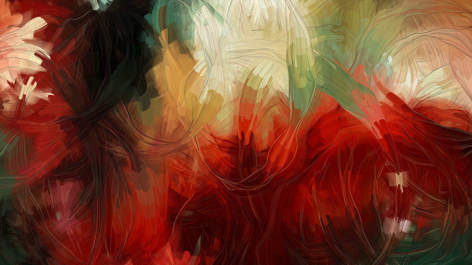 Abstract Brush Strokes Painting Artwork 1920x1080