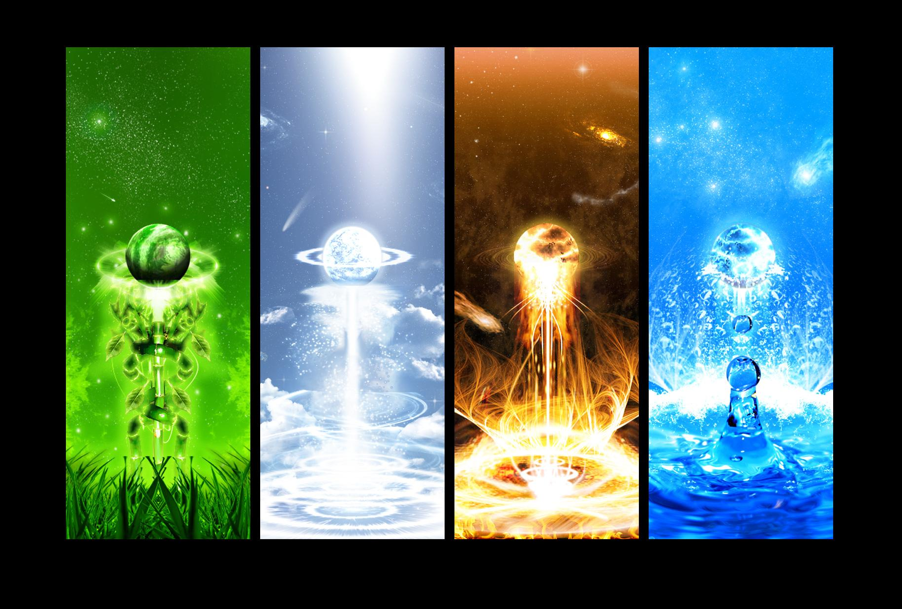 Collage Four Elements Nature Fire Water Air Earth 1834x1238