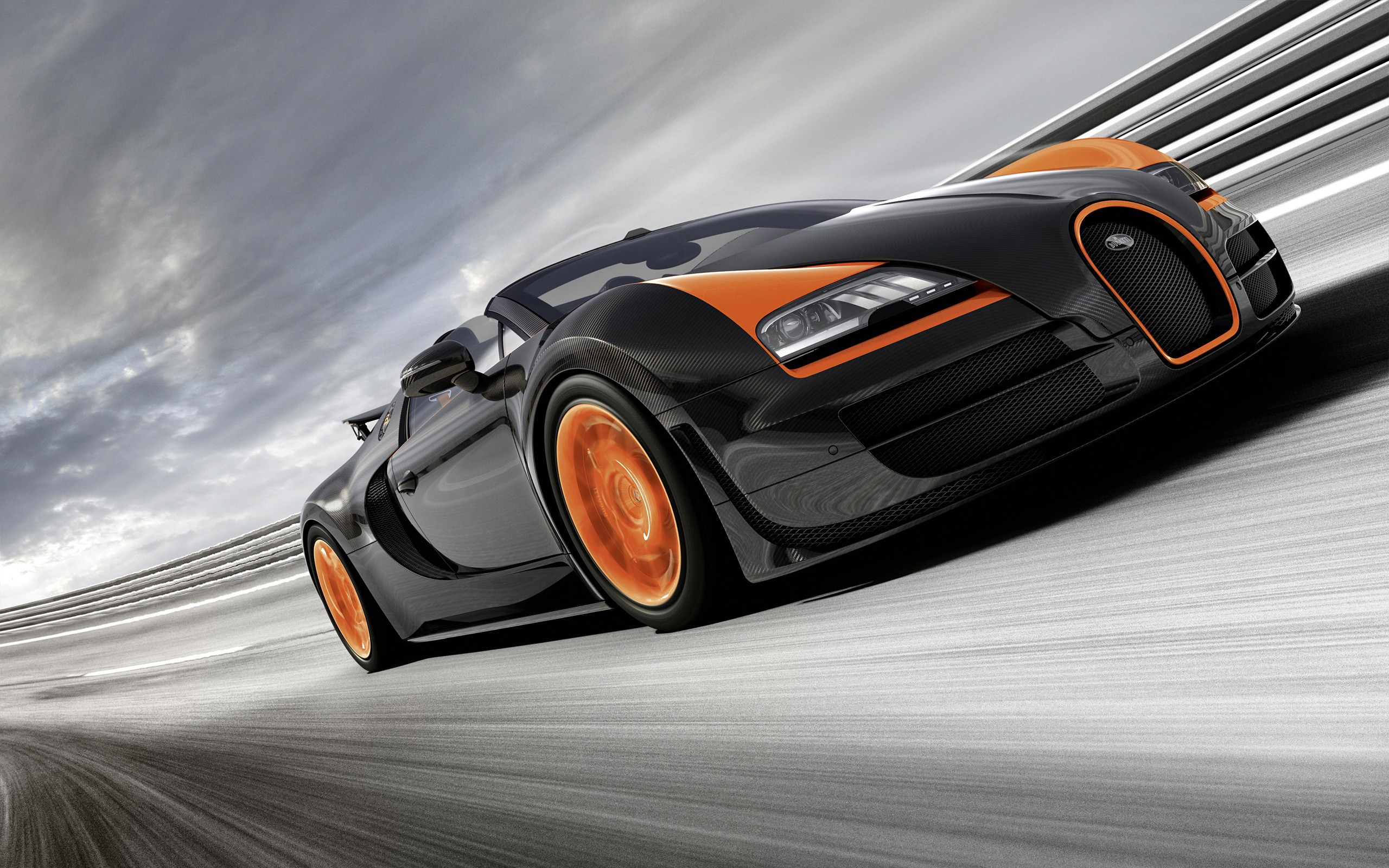 Bugatti Veyron Grand Sport Vitesse Car Race Tracks Motion Blur Banked Turn 2560x1600