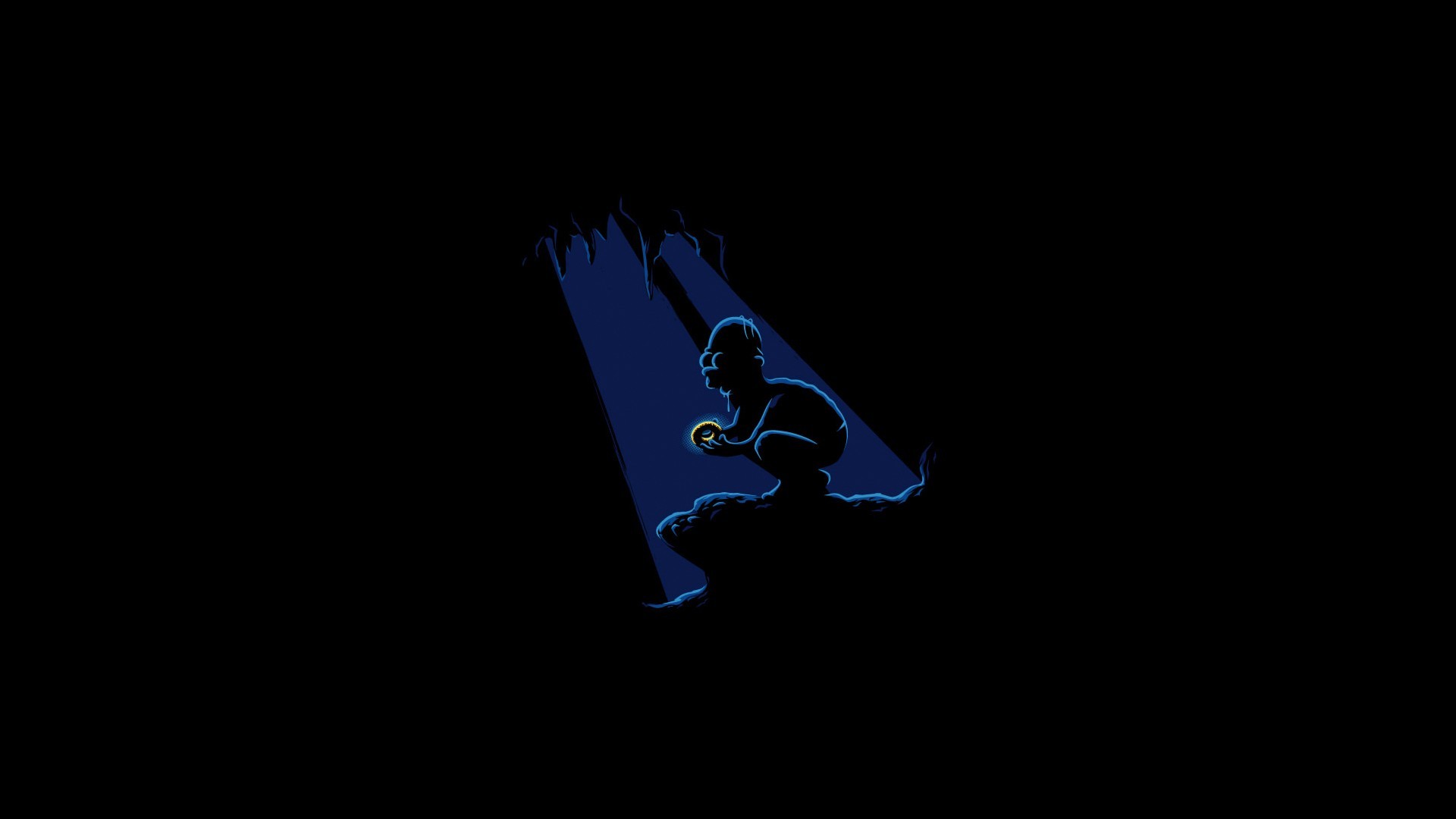 Homer Simpson The Simpsons Humor Gollum Donut Dark Minimalism 1920x1080