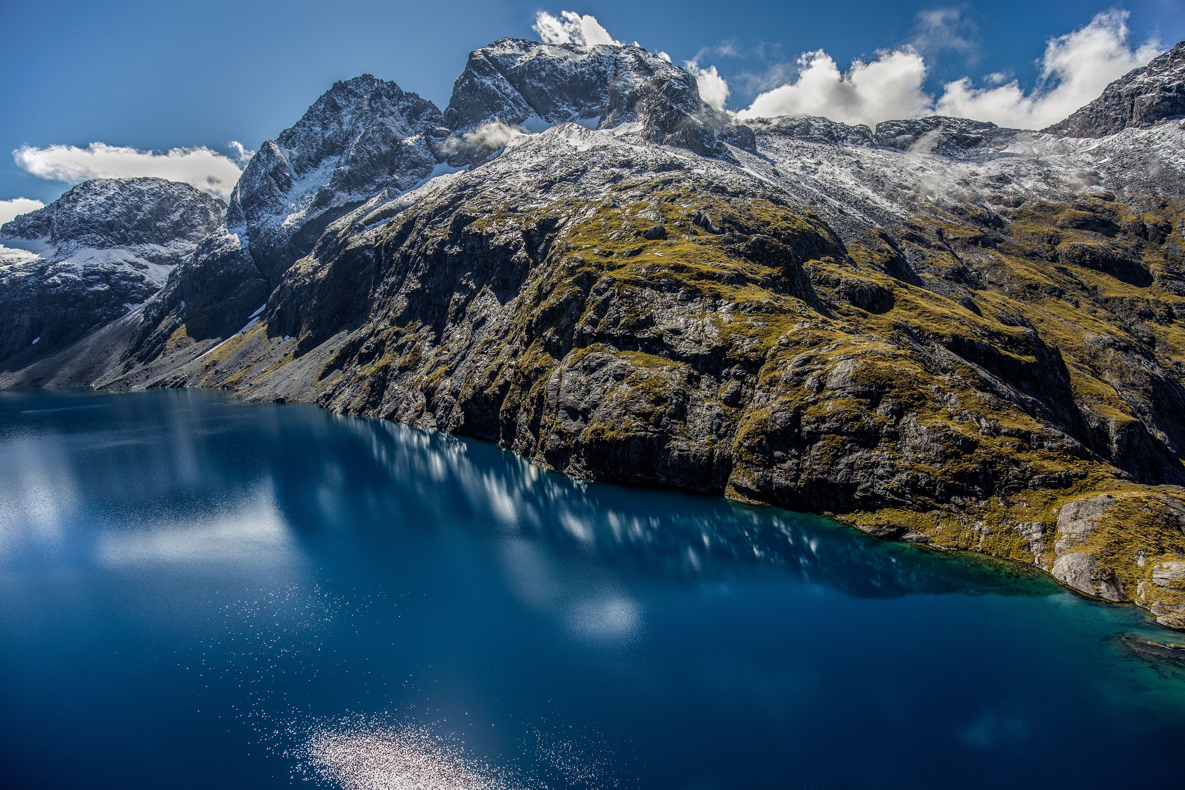 Mountains Rock Reflection Fiordland National Park New Zealand River Clouds Nature Landscape 3840x2560