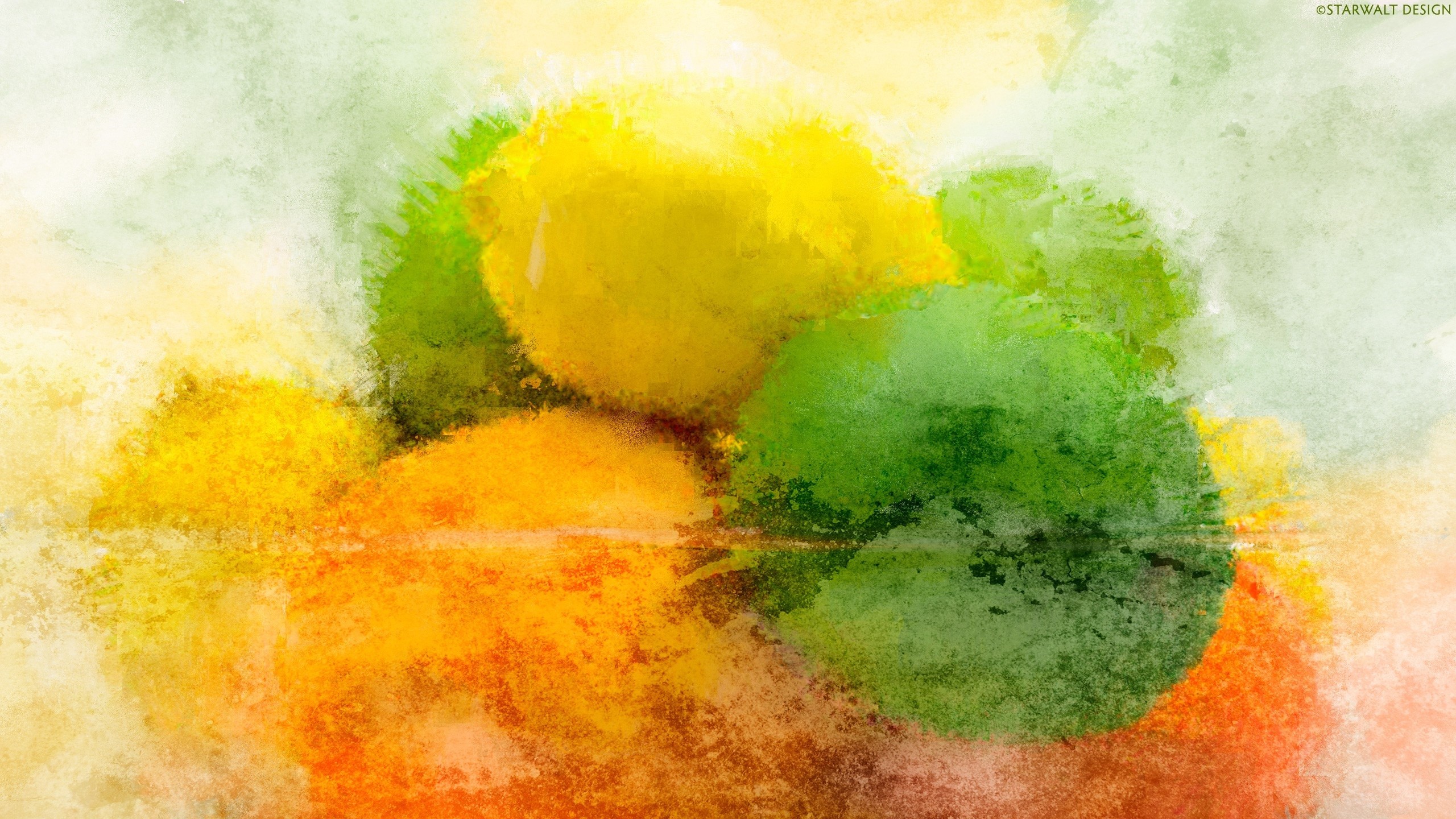 Abstract Lemons Yellow Orange Green Limes Orange Fruit Grunge 2560x1440