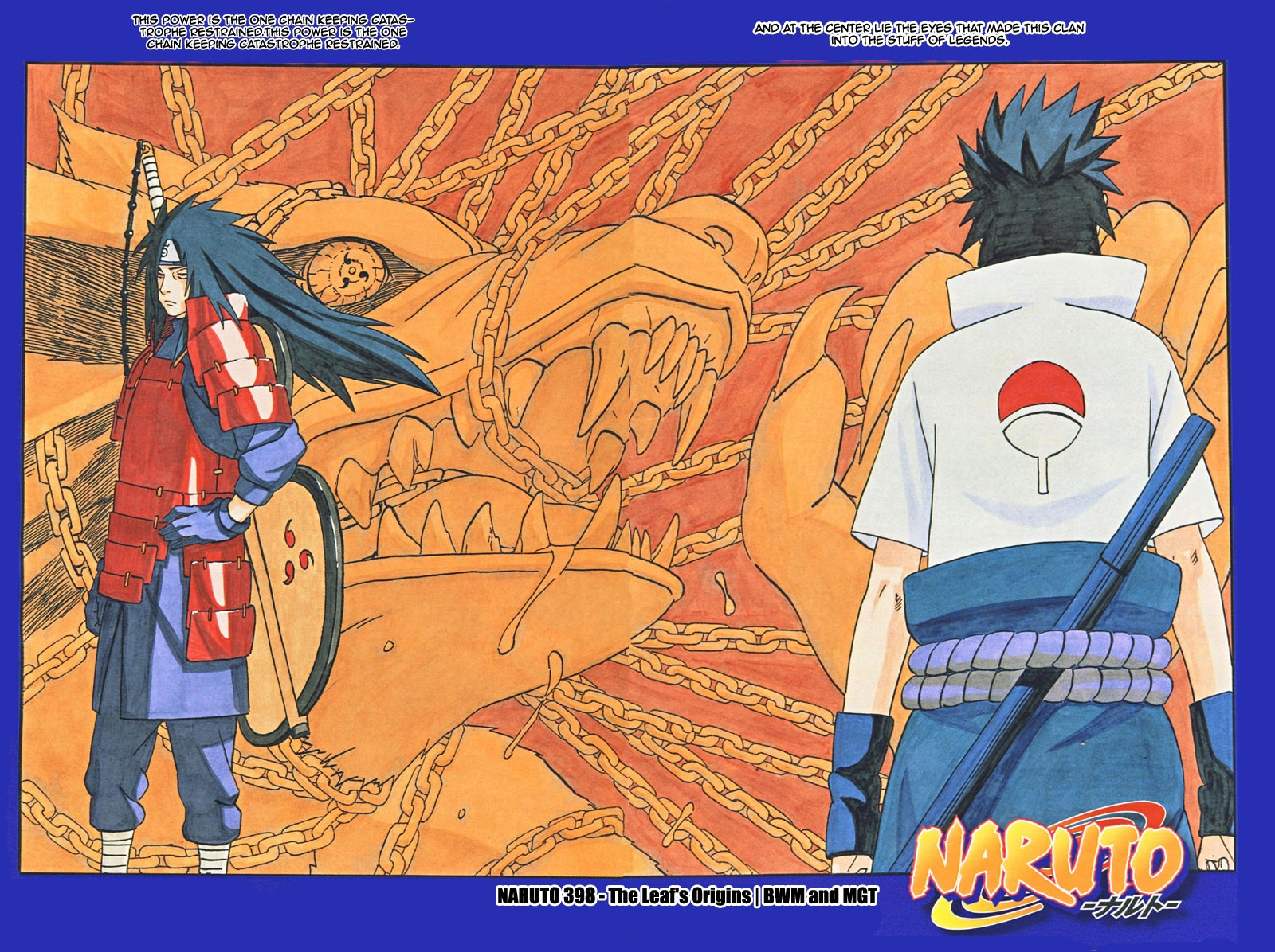 Naruto Shippuuden Manga Uchiha Sasuke Uchiha Madara Chains Sharingan Kyuubi 1600x1196