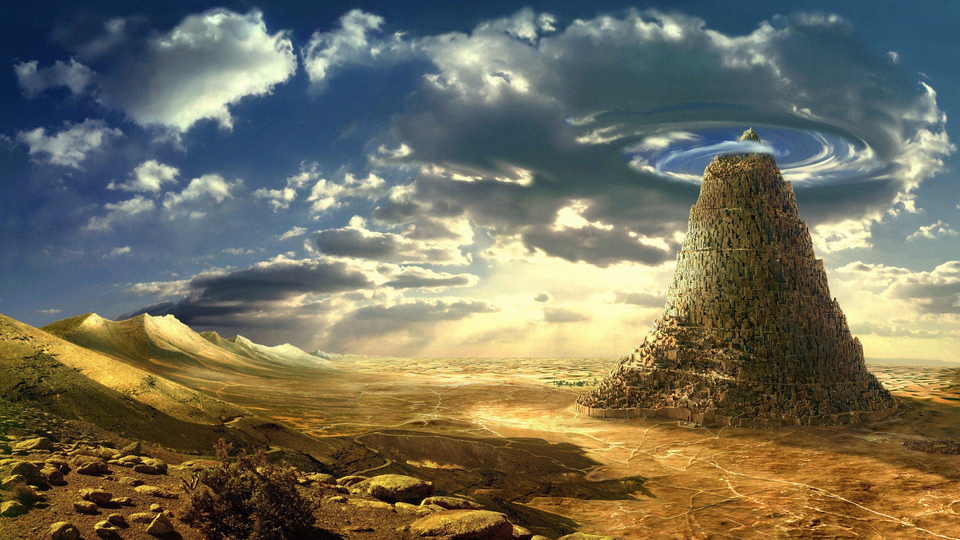 Tower Tower Of Babel Fantasy Art Clouds Artwork Sky 1920x1080