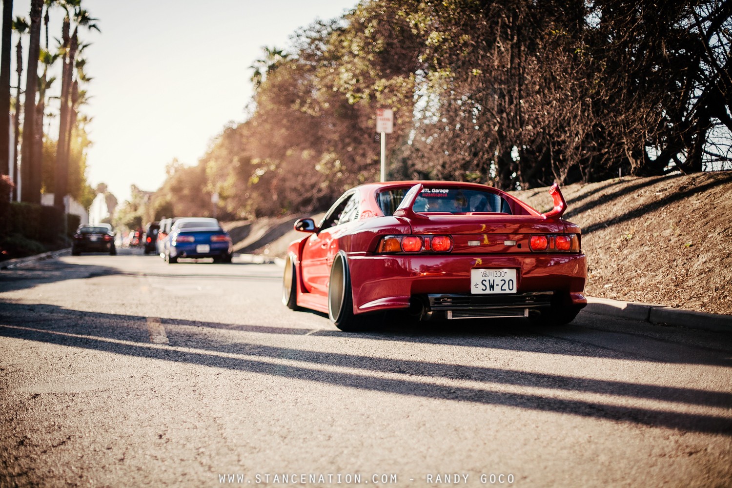 Car Toyota MR2 Toyota Sports Car Stanced Red Cars Rear View Modified 1500x1000