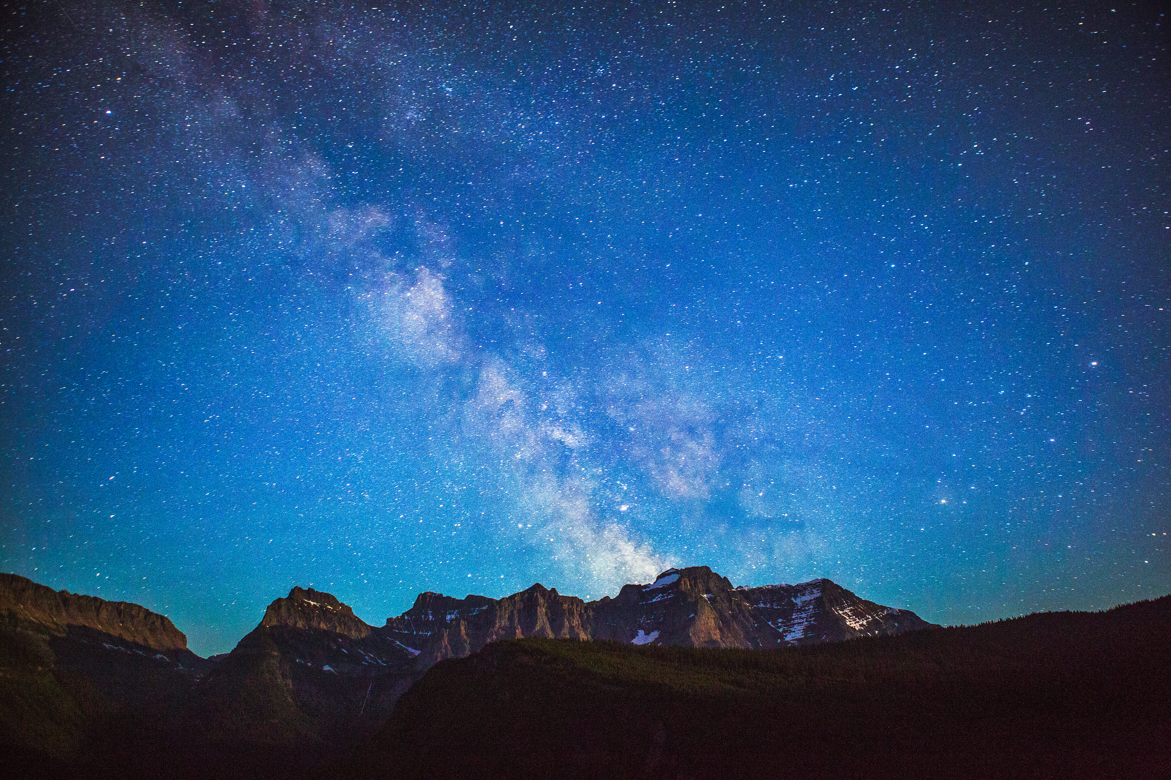 Glacier National Park Nature Montana Mountain Night Milky Way Sky Stars Starry Sky 4000x2667