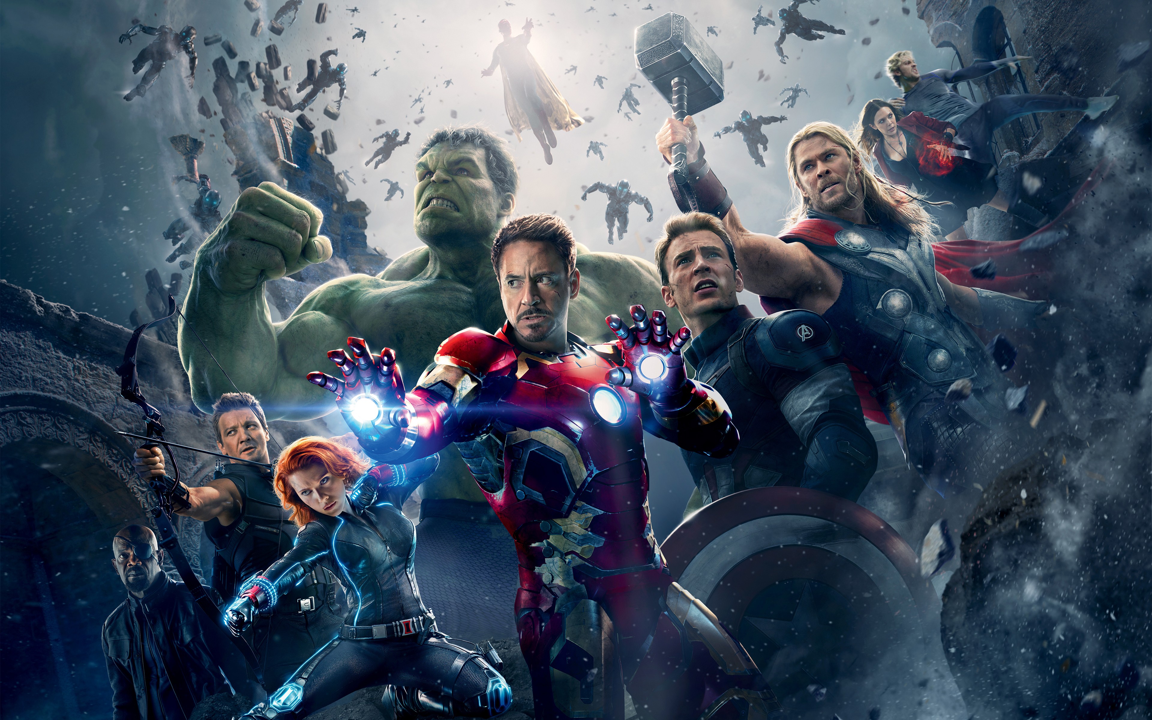 The Avengers Avengers Age Of Ultron Thor Hulk Iron Man Captain America Black Widow Hawkeye Tony Star 3840x2400
