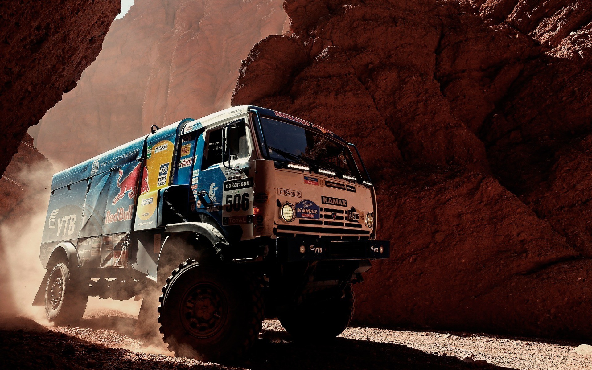 Rally Truck Car Dakar Red Bull Canyon Dust 1920x1200