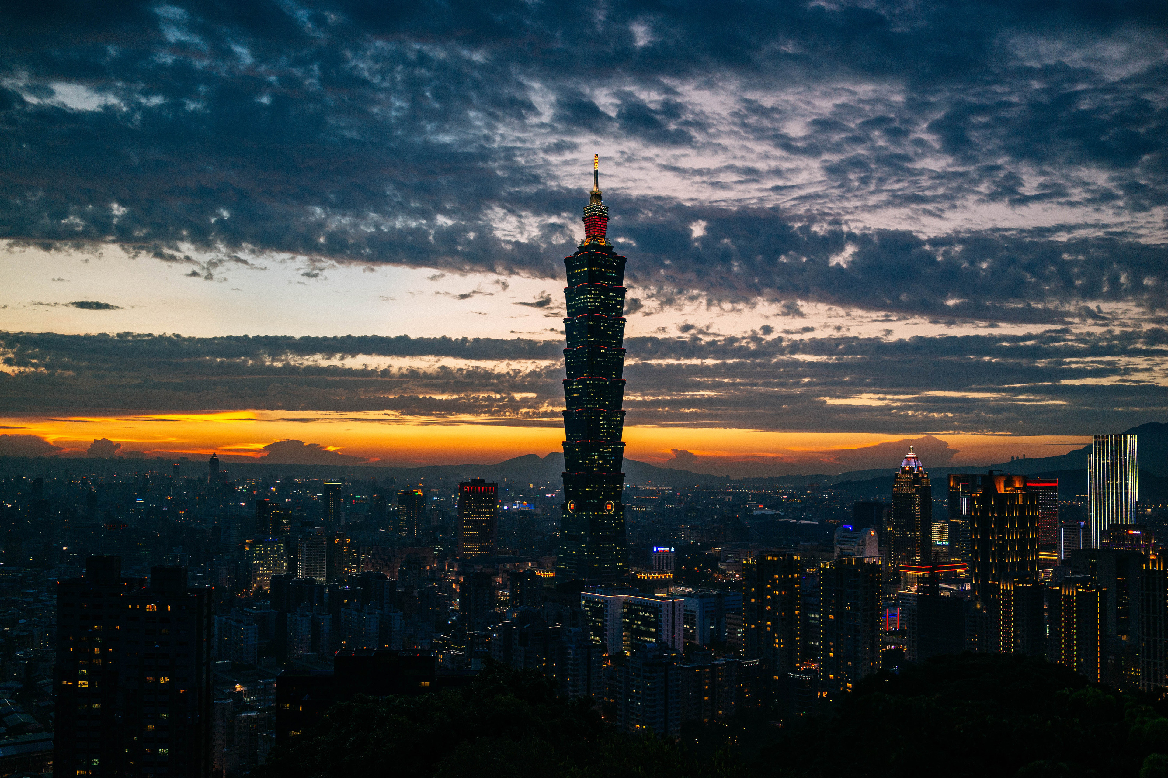 Taiwan Sunset City Building Skyscraper Cityscape Cloud 3840x2560