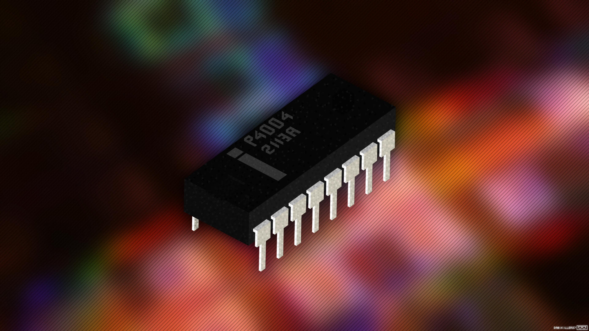 Trixel Isometric Intel CPU Integrated Circuits Electronics 1920x1080