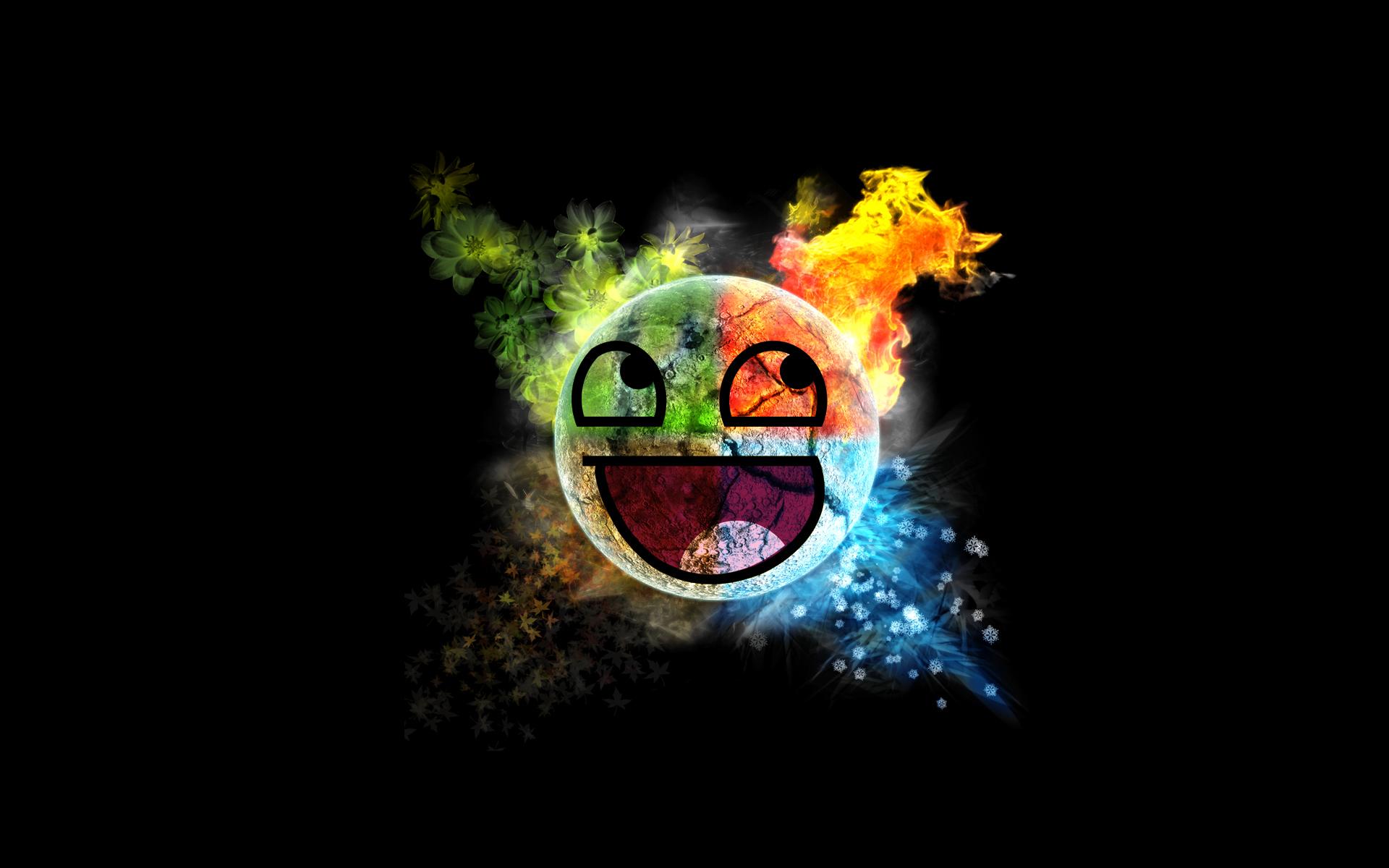Memes Happy Face Elements Awesome Face Smiley Black Background 1920x1200