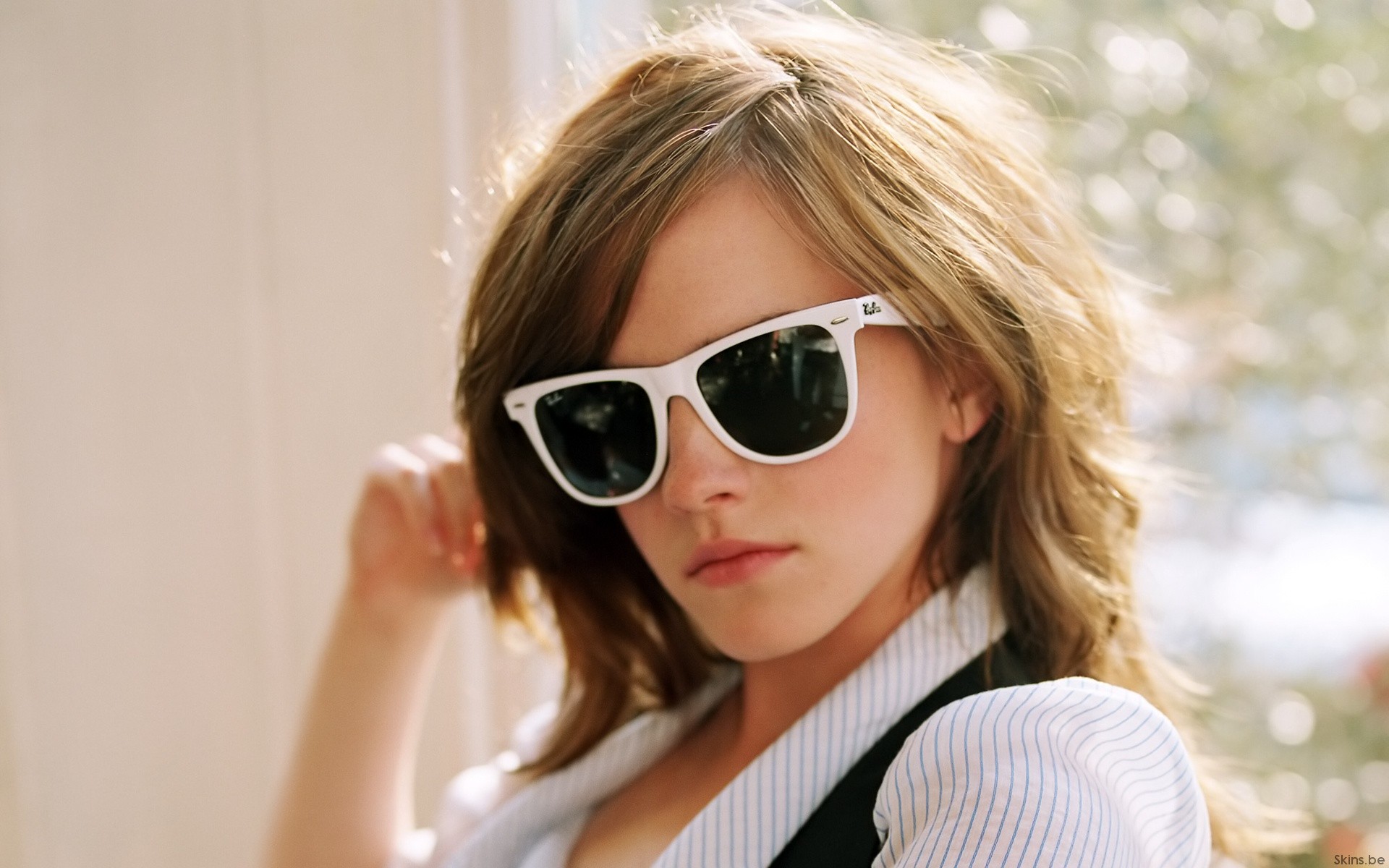 Emma Watson Sunglasses Blonde Face Women With Glasses Actress Celebrity Ray Ban 1920x1200