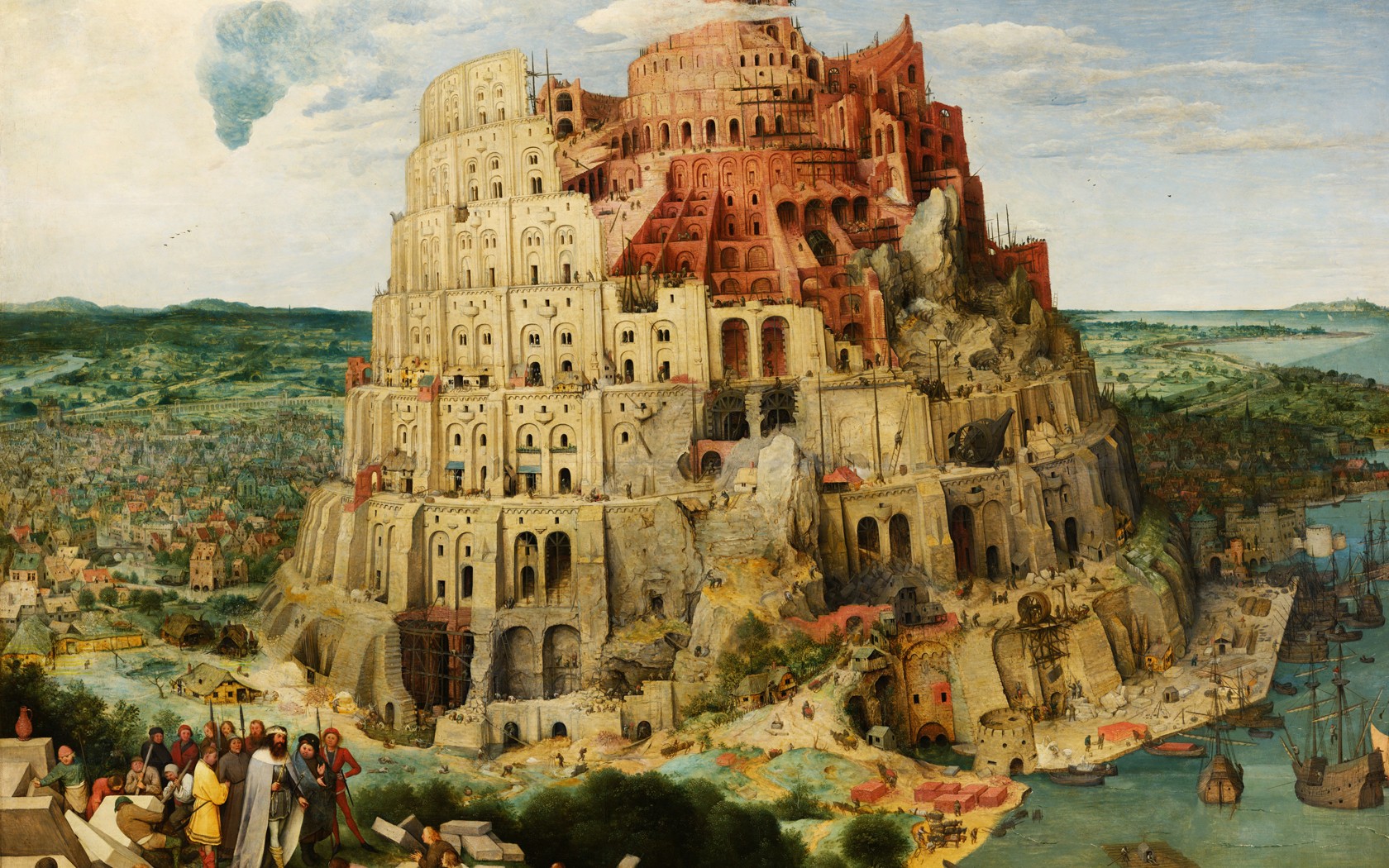 Tower Of Babel Pieter Bruegel Classic Art Tower Boat 1680x1050