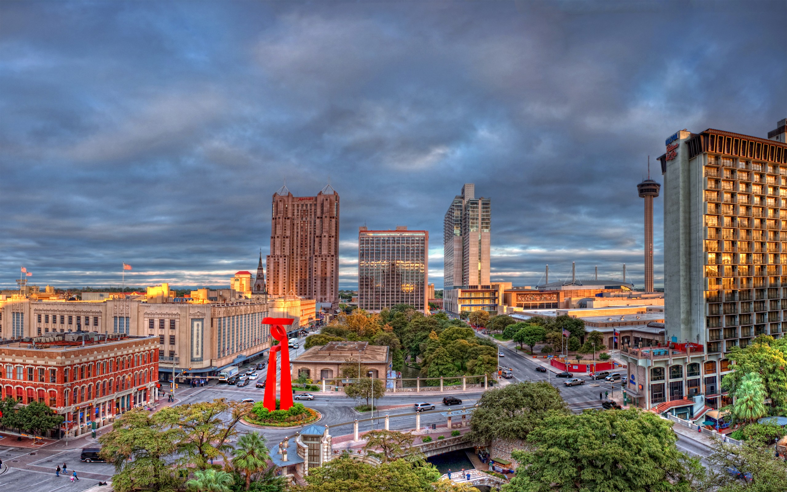 Building HDR Sunset San Antonio 2560x1600