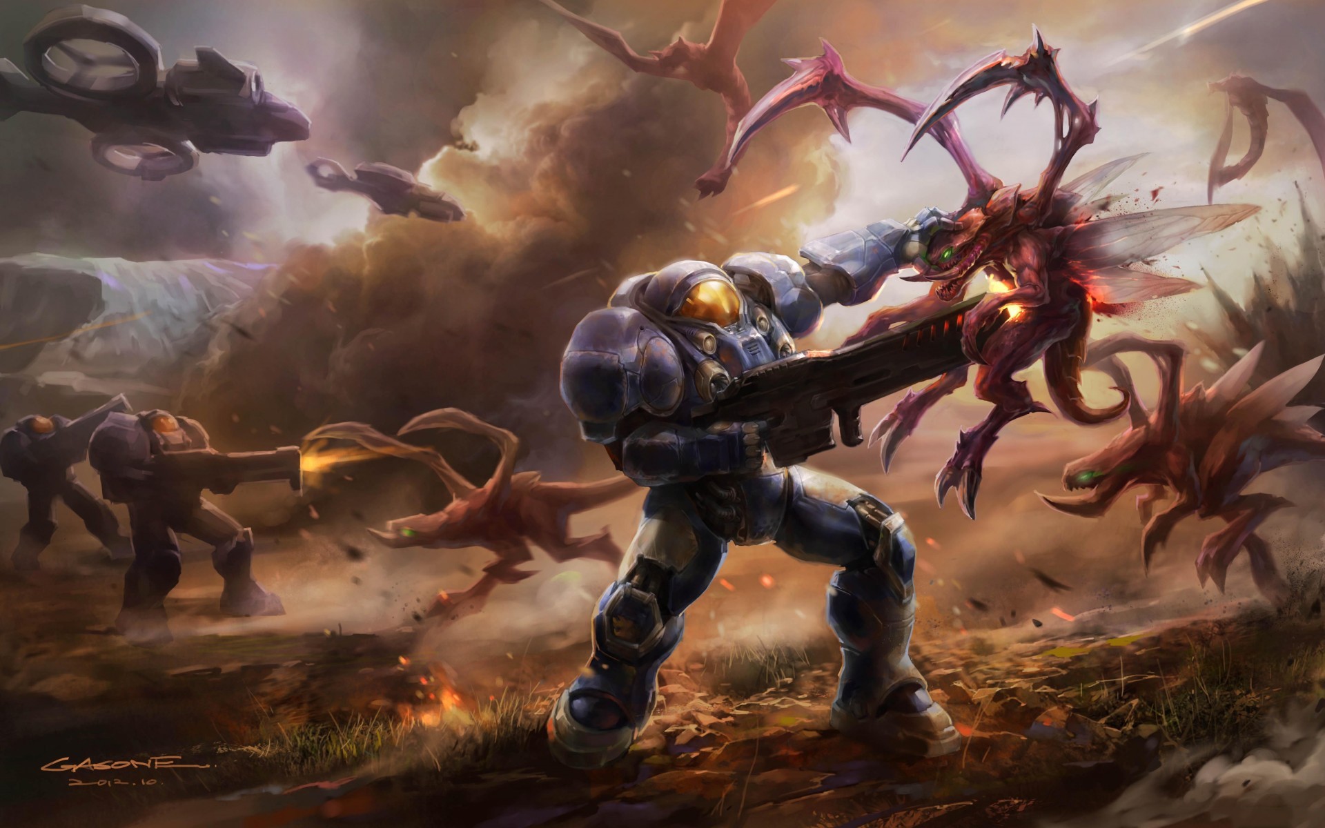 StarCraft Zerg Zergling Marines Terrans Video Games 1920x1200