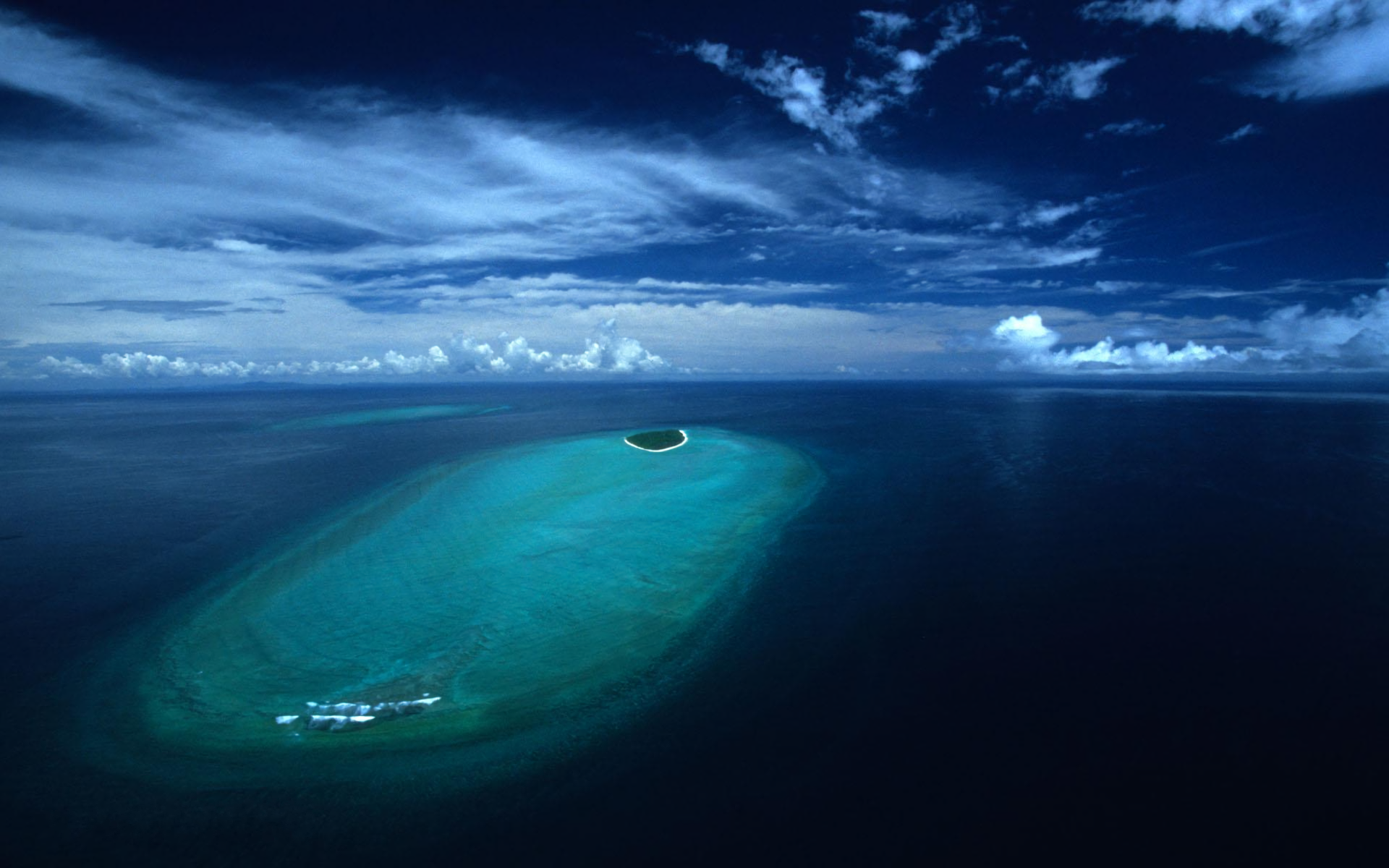 Earth Great Barrier Reef Ocean Island Blue Turquoise Horizon 1920x1200