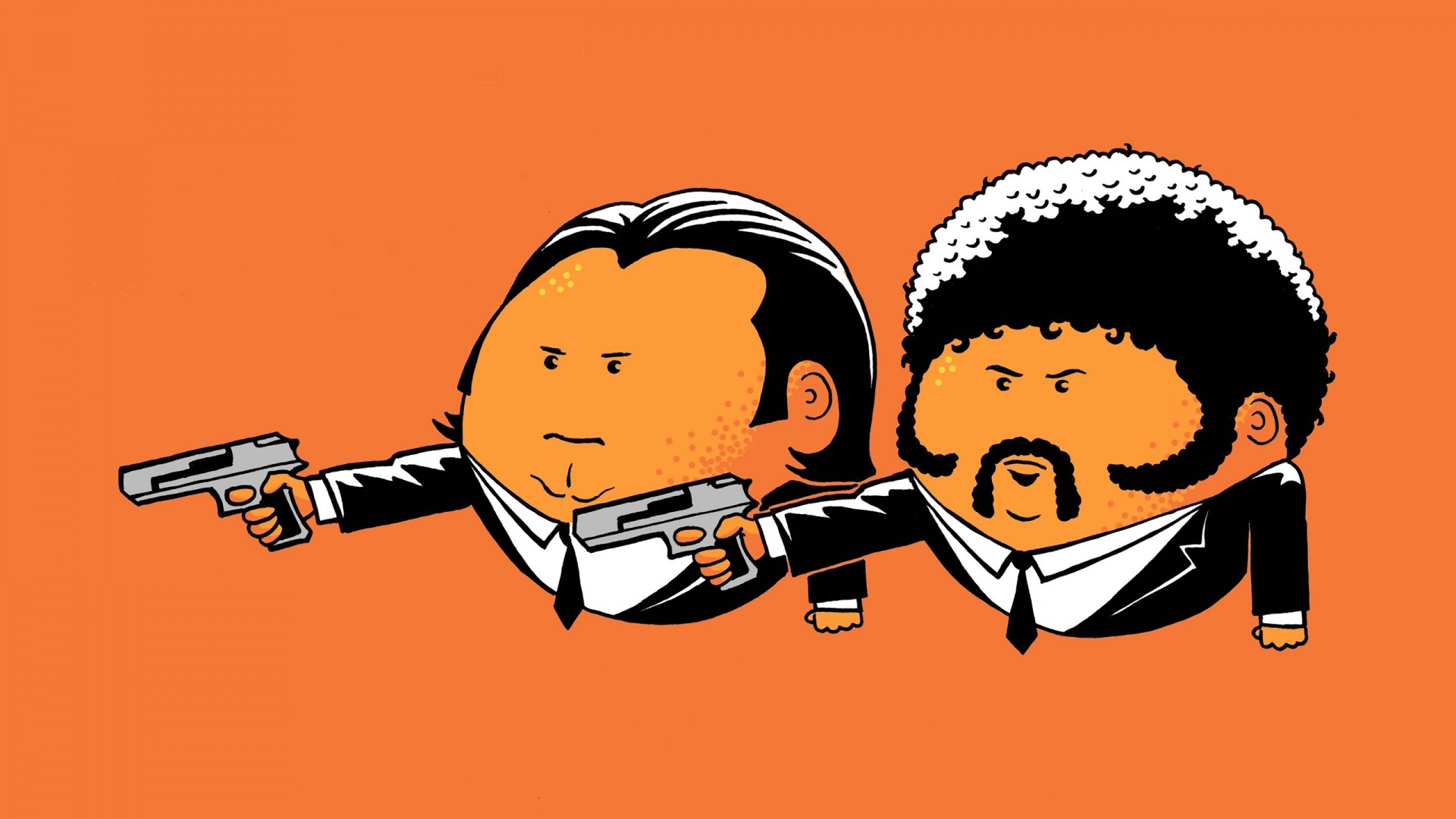 Pulp Fiction John Travolta Vincent Vega Samuel L Jackson Jules Winnfield Orange Orange Fruit Humor O 1920x1080