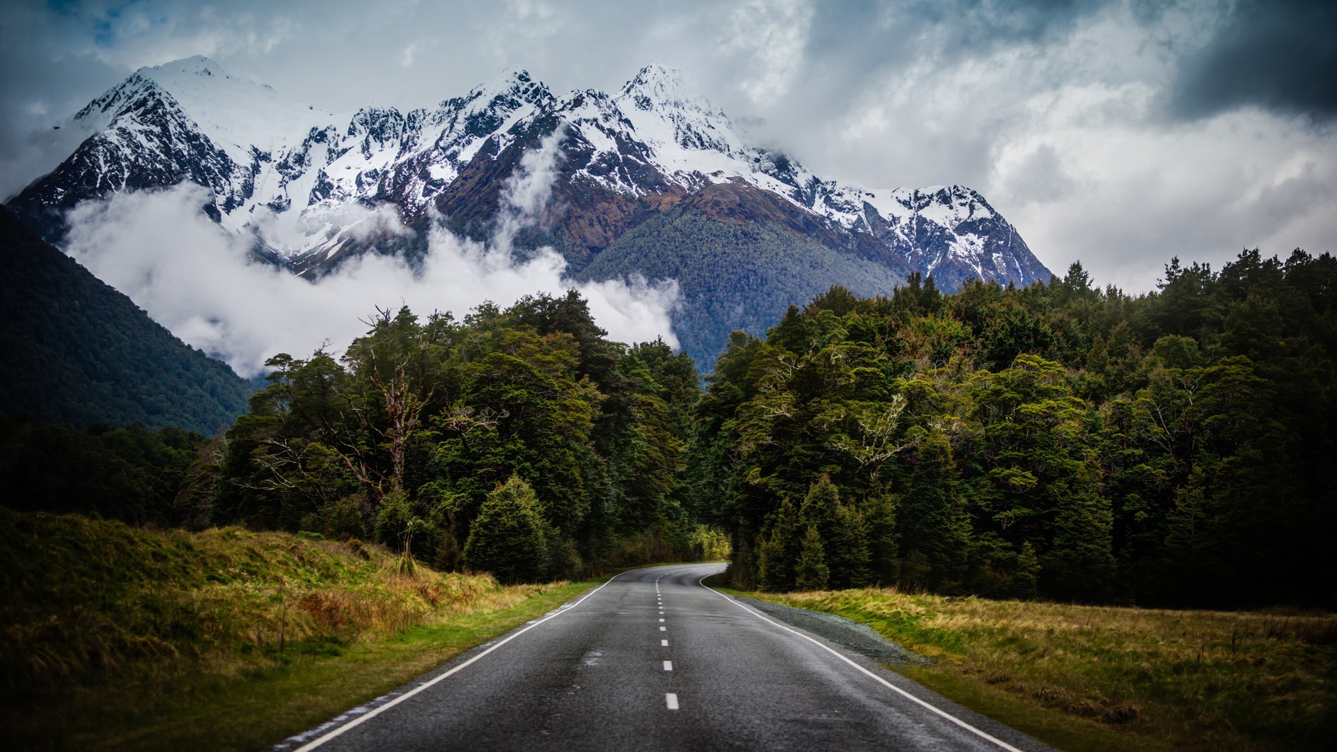 HDR Nature Landscape Mountains Road New Zealand 1920x1080