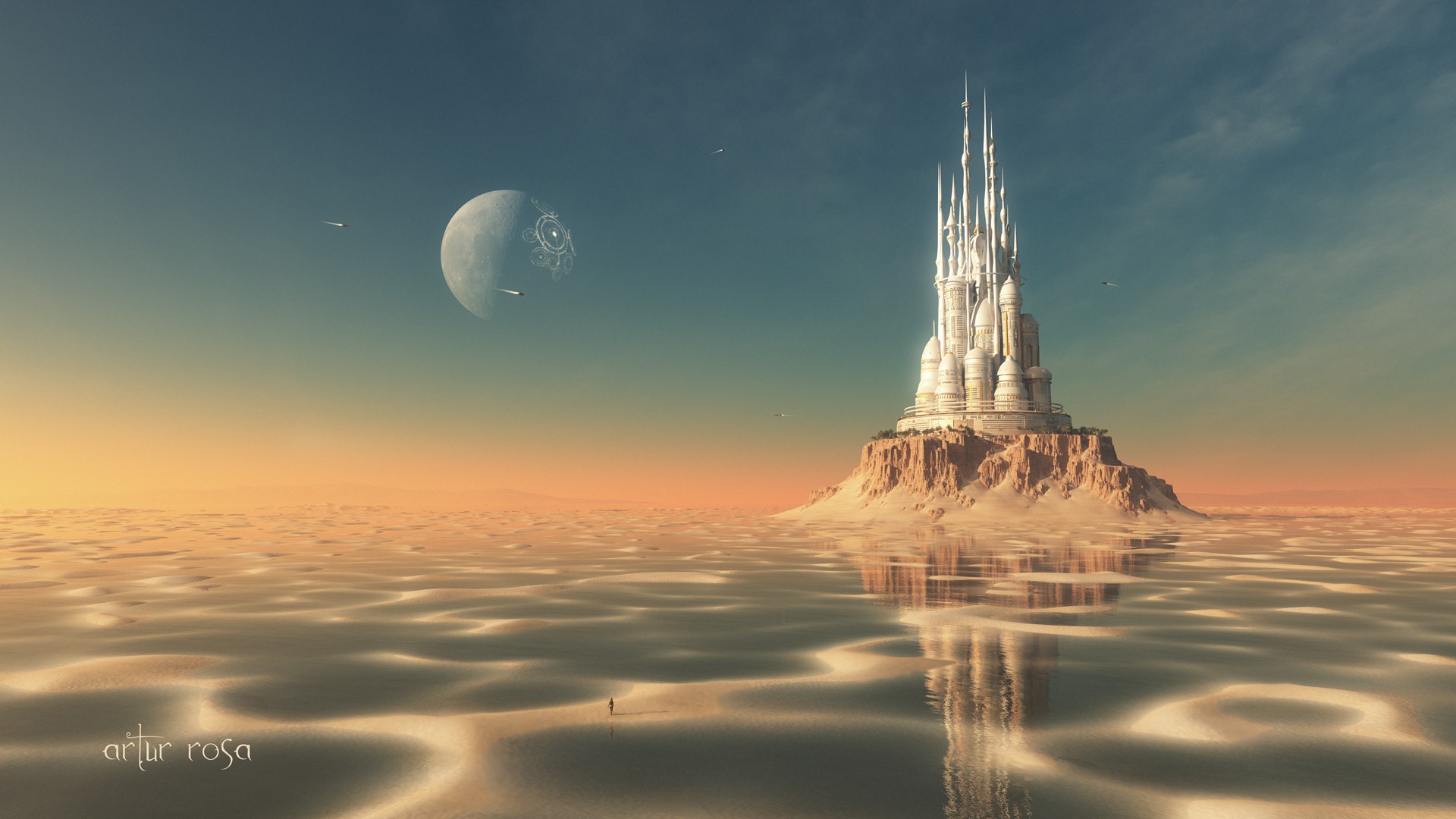Fantasy Art Sky Futuristic Science Fiction Planet Building Artur Rosa Digital Art 1920x1080