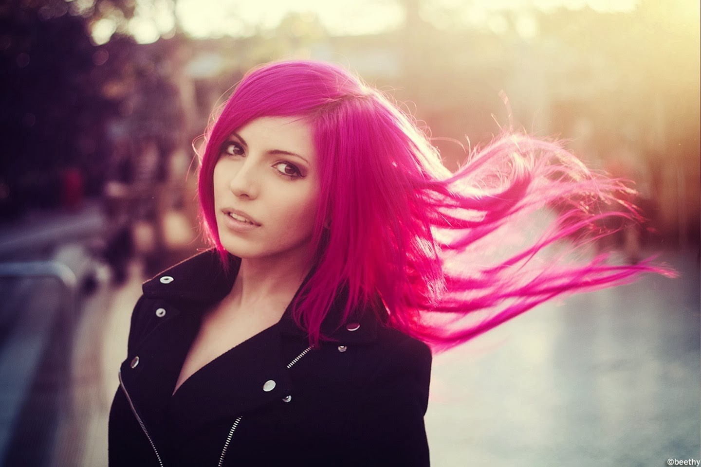 Pink Hair Women Yasemin Arslan Women Outdoors Outdoors Model 1440x960