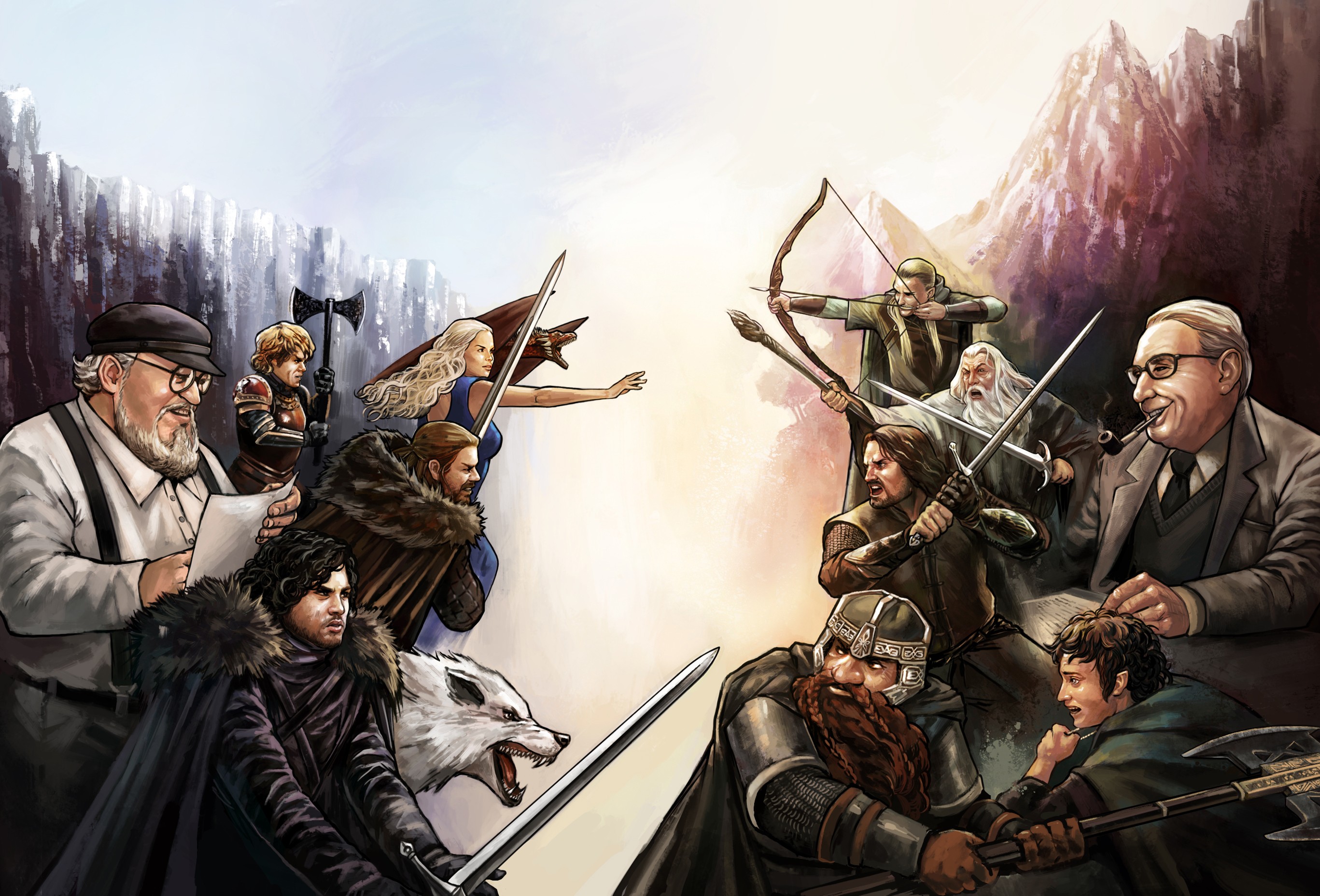 Game Of Thrones The Lord Of The Rings George R R Martin J R R Tolkien Jon Snow Gimli Frodo Baggins A 2734x1858