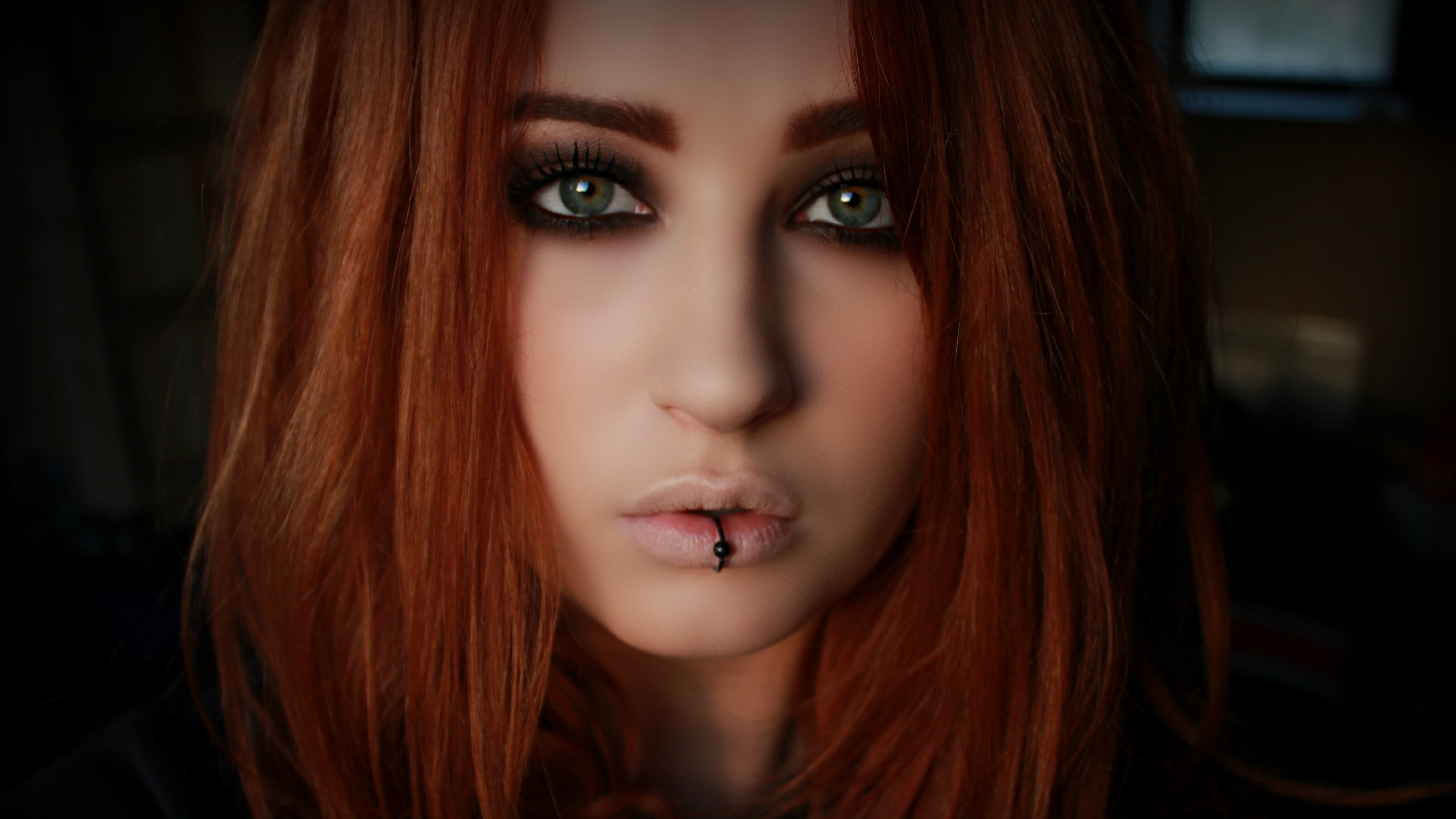 Piercing Lip Ring Women Face Niky Von Macabre Model Lolina Green 3840x2160