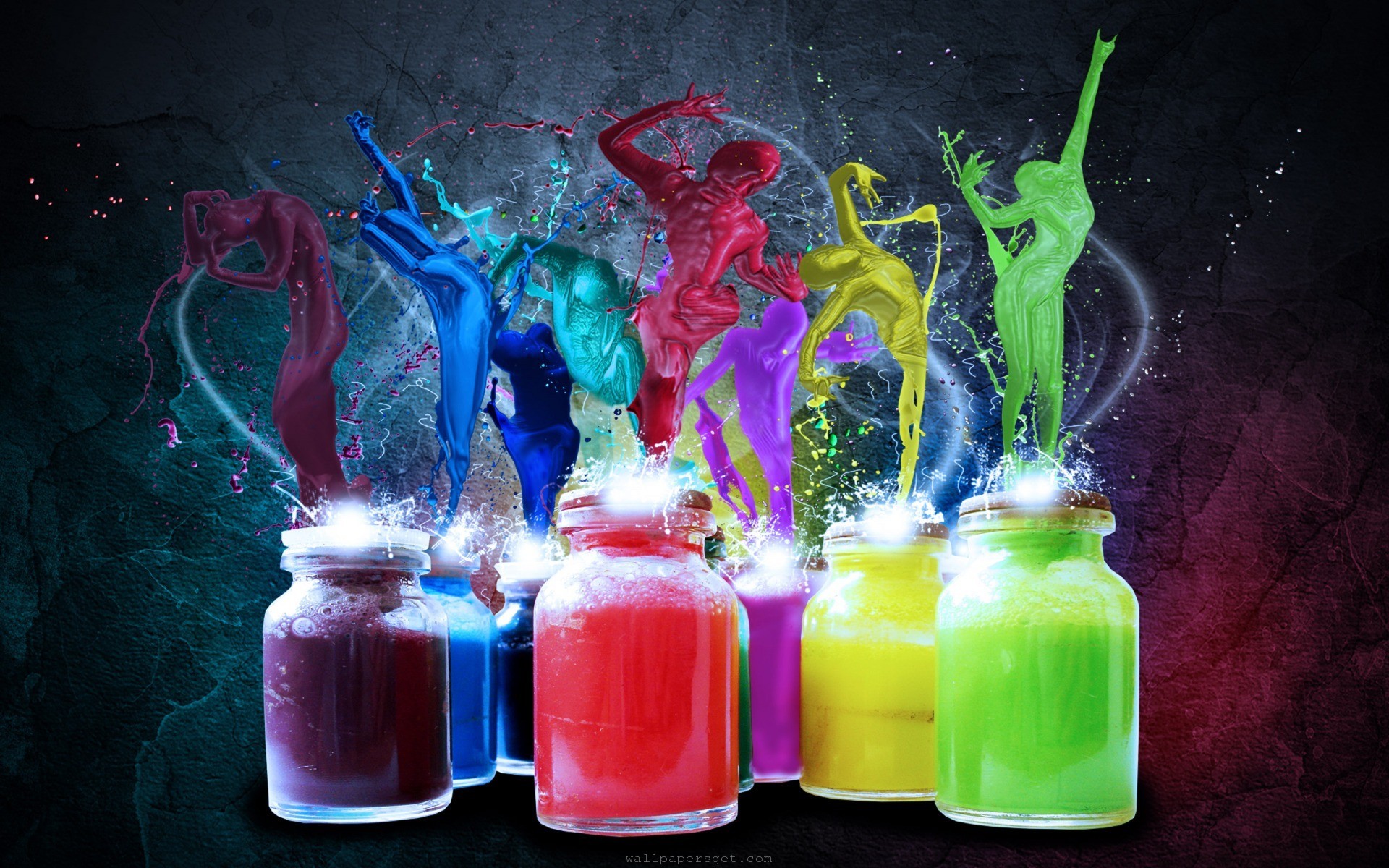 Colorful Paint Splatter Digital Art Paint Can 1920x1200