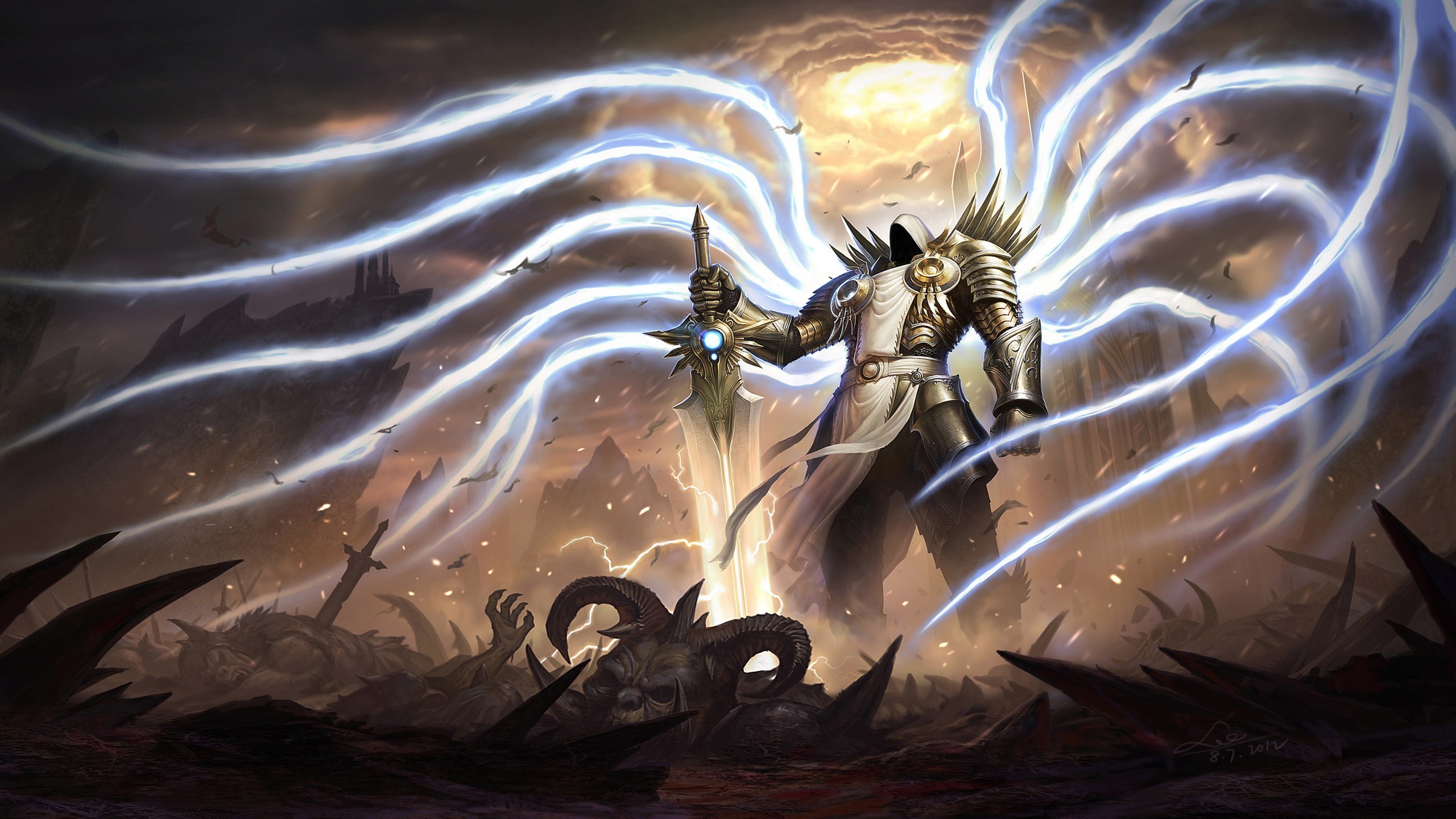 Diablo Diablo Iii Video Games Tyrael Fantasy Art Digital Art 2560x1440
