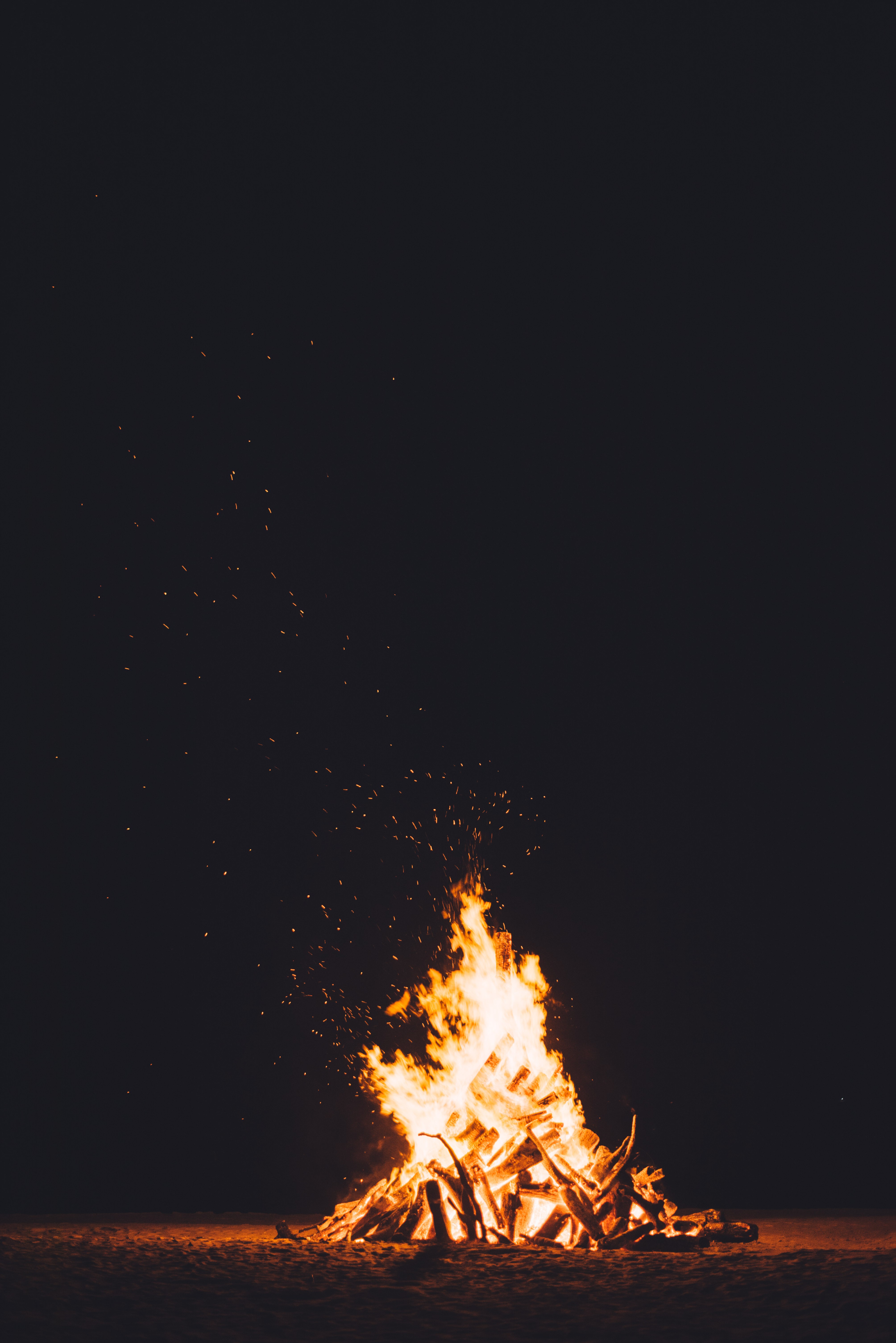 Nature Fire Fireplace Night Dark Burning Bonfires Vertical 4016x6016