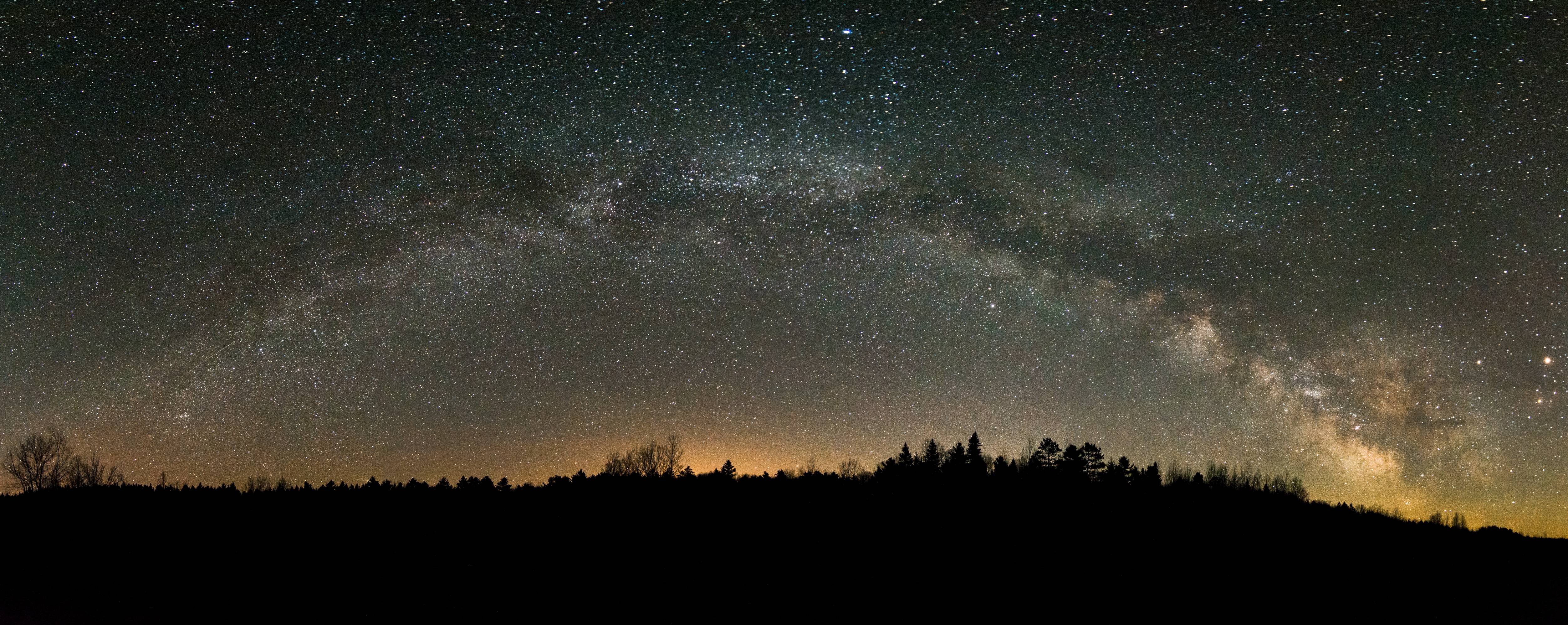 Galaxy Stars Space Canada Night Milky Way Panorama Lake Ontario 5011x1996