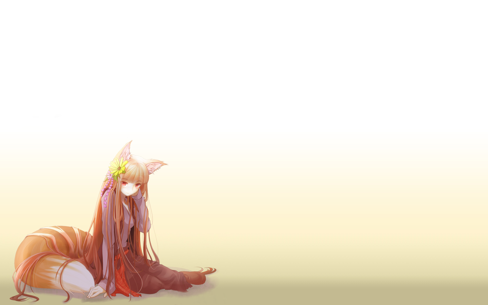 Spice And Wolf Holo Soft Shading Anime Girls Okamimimi Anime Fantasy Art Simple Background 1680x1050