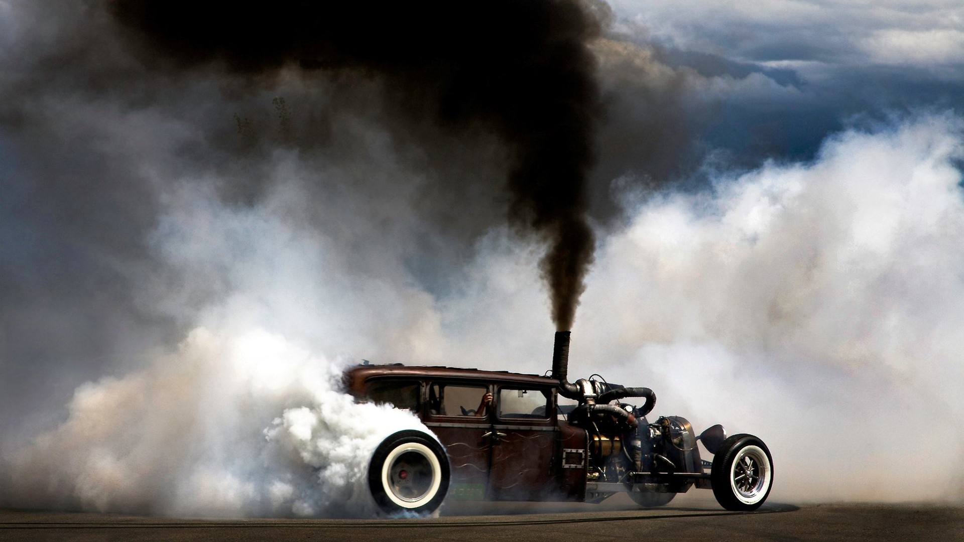 Smoke Car Burnout Hot Rod Rat Rod 1920x1080