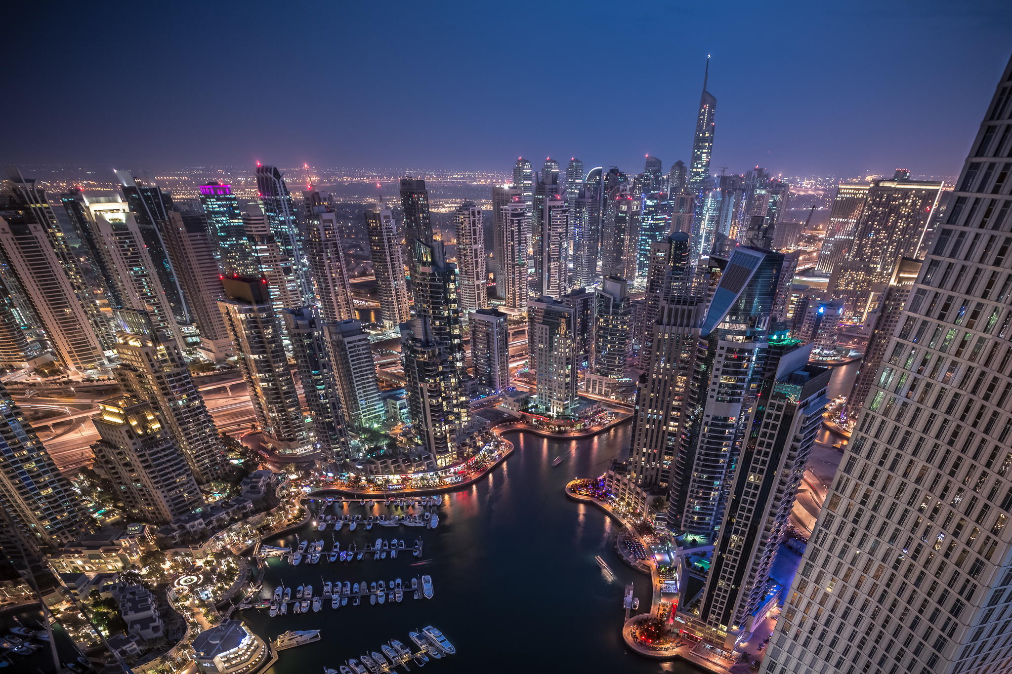 City Night Dubai Skyscraper Marina Cityscape 2048x1365