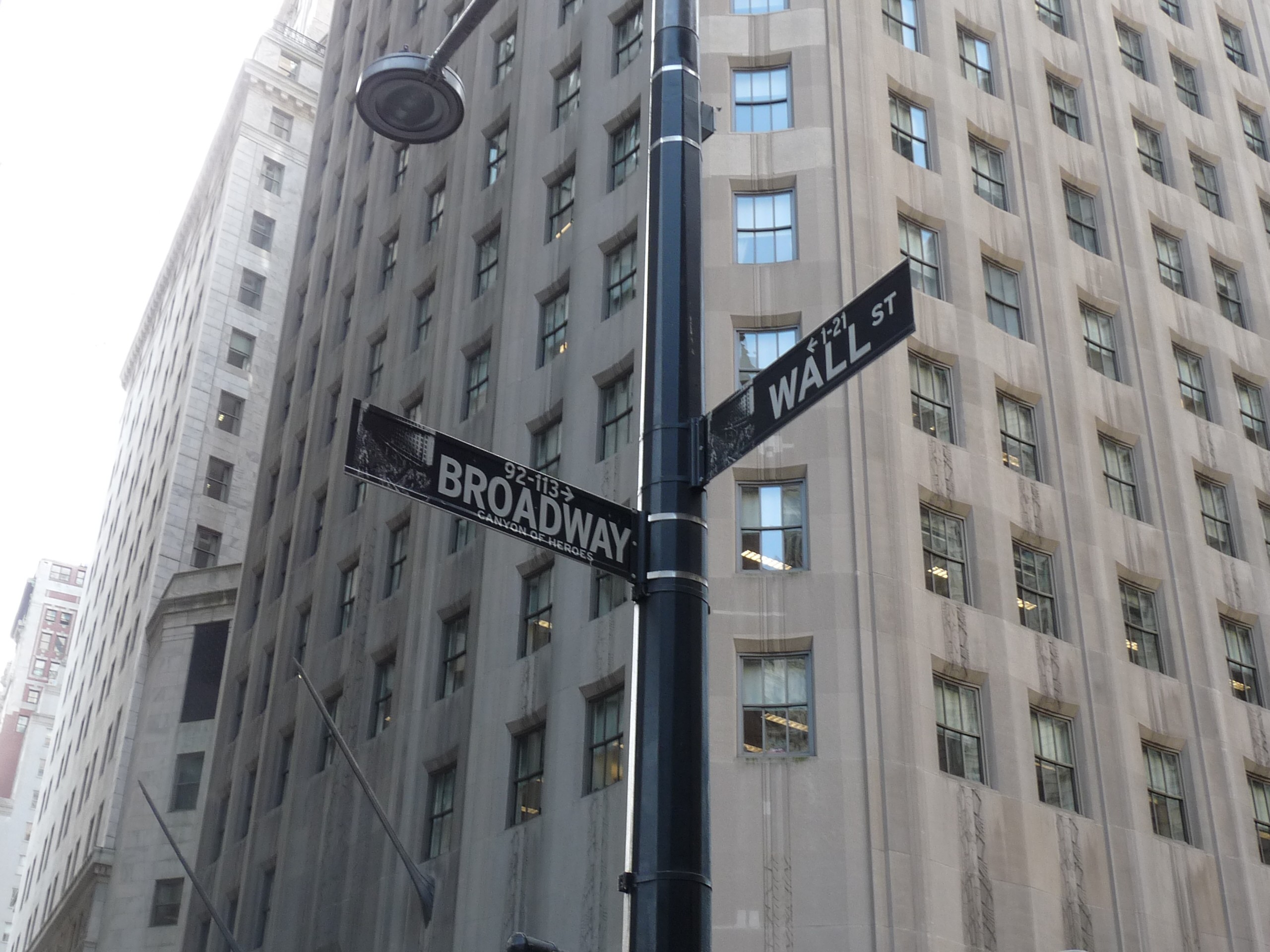 New York City Broadway Wall Street Street City Road Sign 2560x1920
