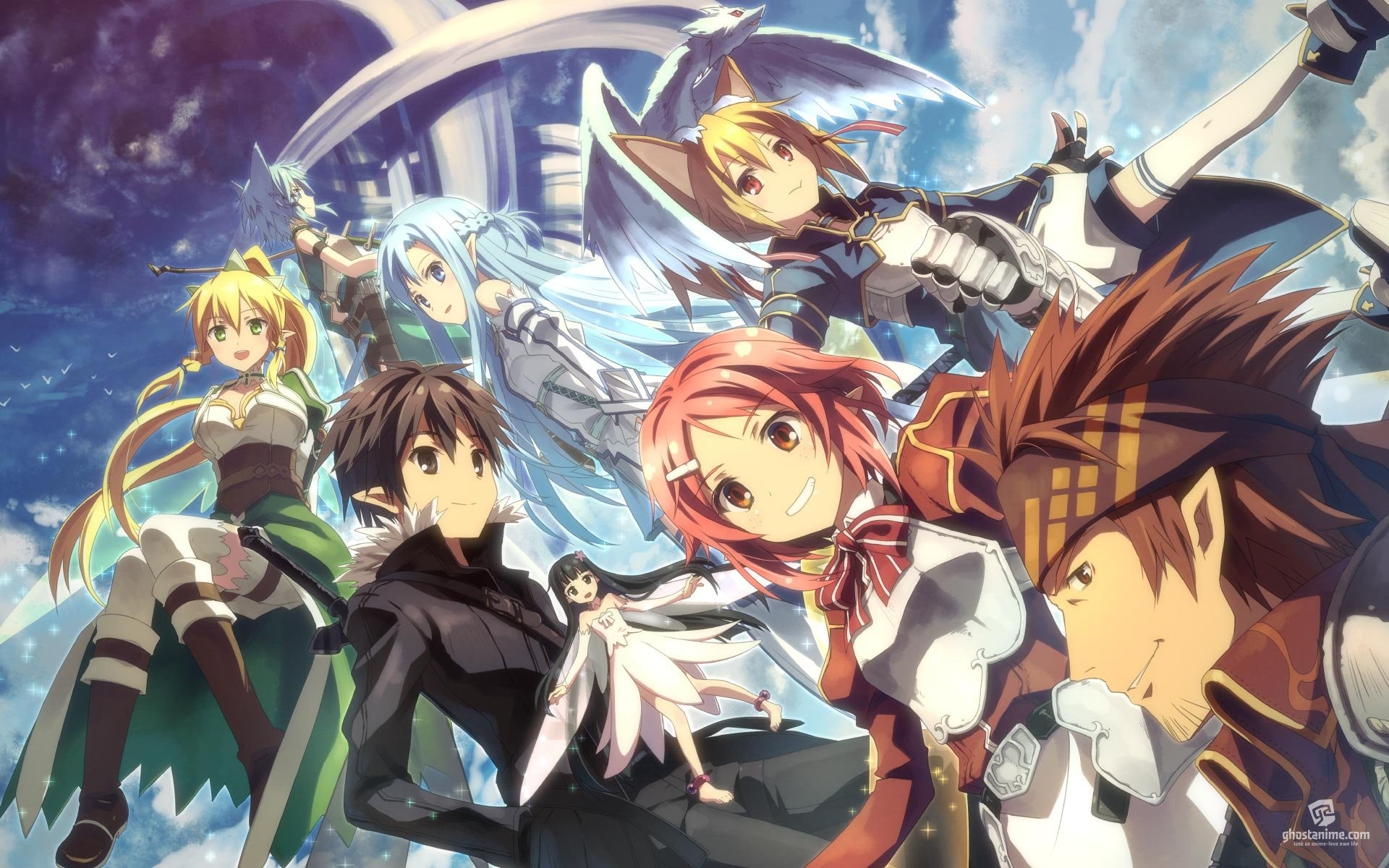 Sword Art Online Kirigaya Kazuto Kirigaya Suguha Anime Anime Girls Anime Boys Yuuki Asuna Shinozaki  1920x1200