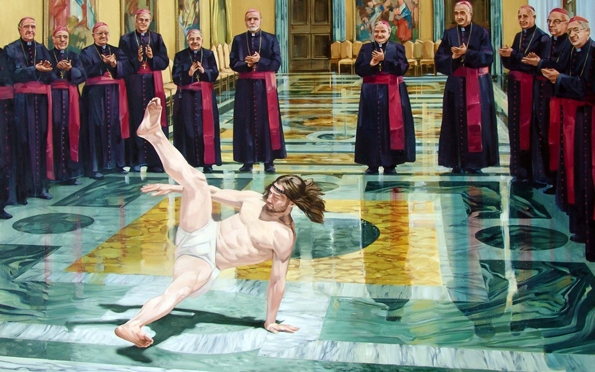 Breakdance Religion Jesus Christ Painting Artwork Priest 1920x1200