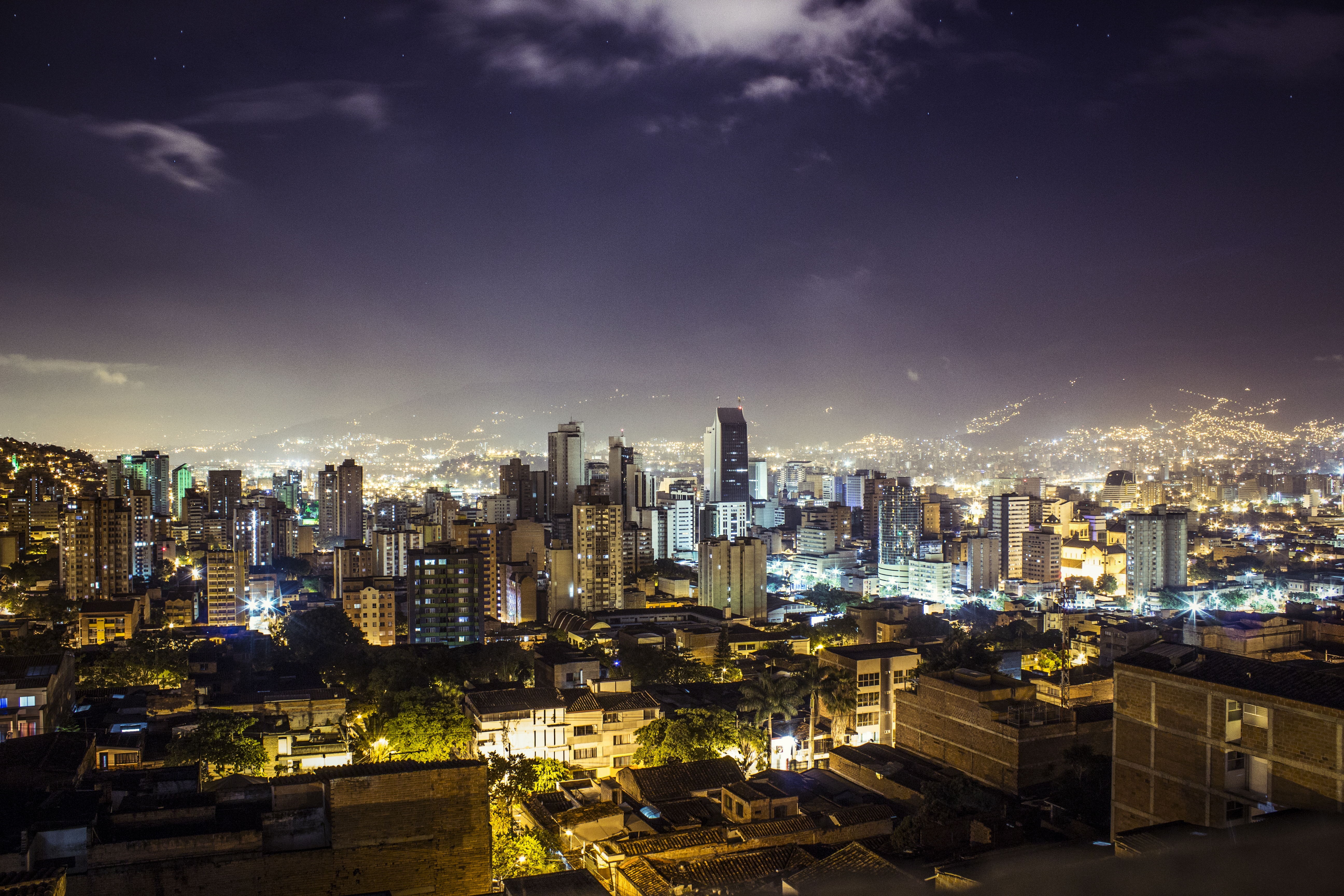 Medellin Colombia Night City Cityscape Building 5184x3456