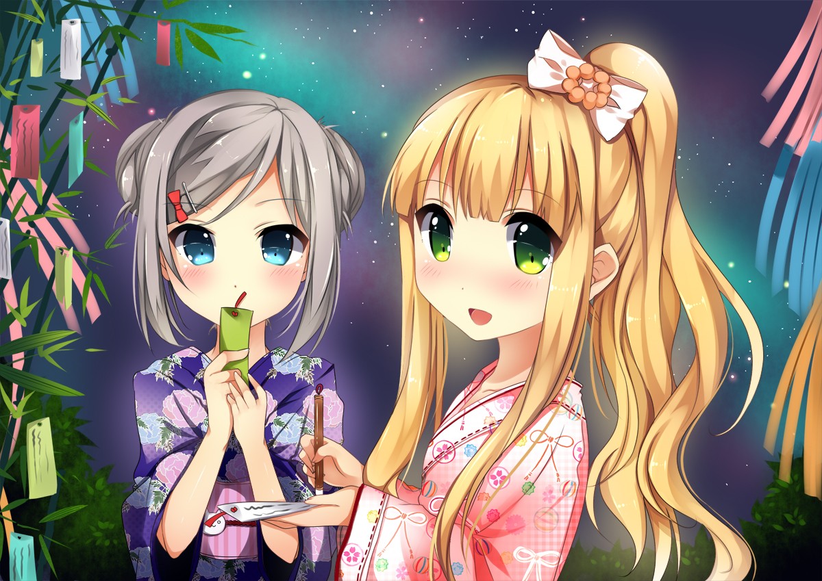 Anime Girls Blue Eyes Long Hair Green Eyes Kimono Blonde Hentai Ouji To Warawanai Neko Azuki Azusa T 1200x849