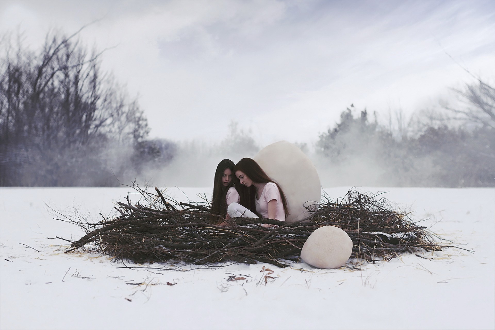 Eggs Women Outdoors Nests Model 1920x1280