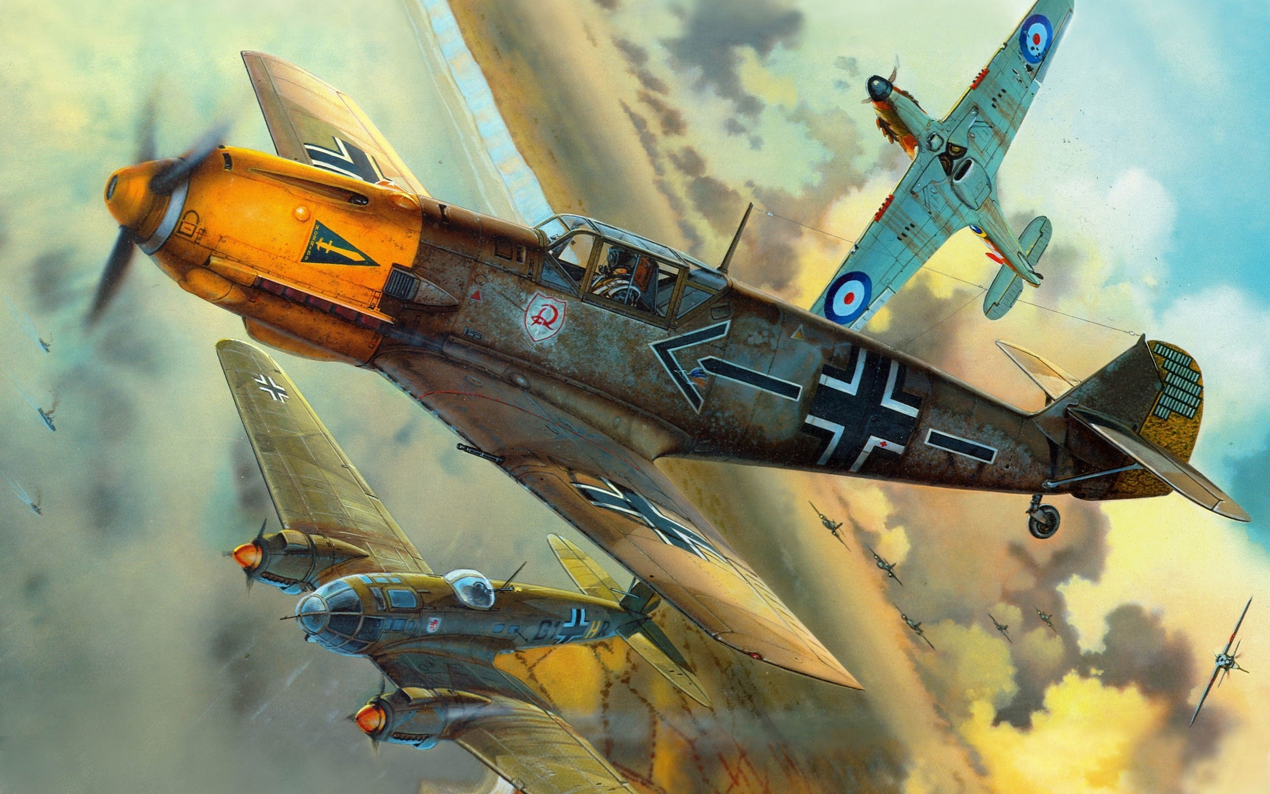 Messerschmitt Messerschmitt Bf 109 Luftwaffe Aircraft Military Artwork Military Aircraft World War I 2560x1600