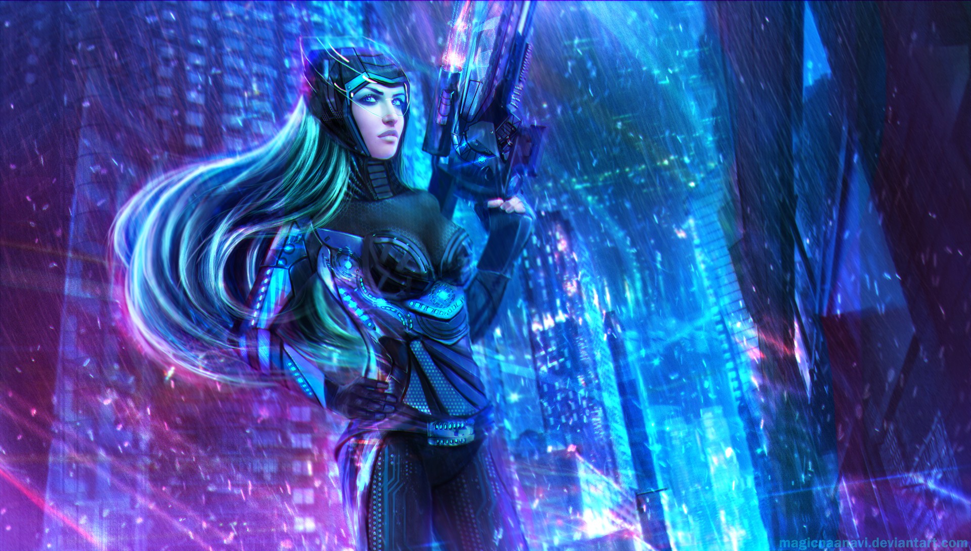 Anime Anime Girls MagicnaAnavi Teal Hair Science Fiction League Of Legends Fantasy Girl Long Hair Vi 1920x1091