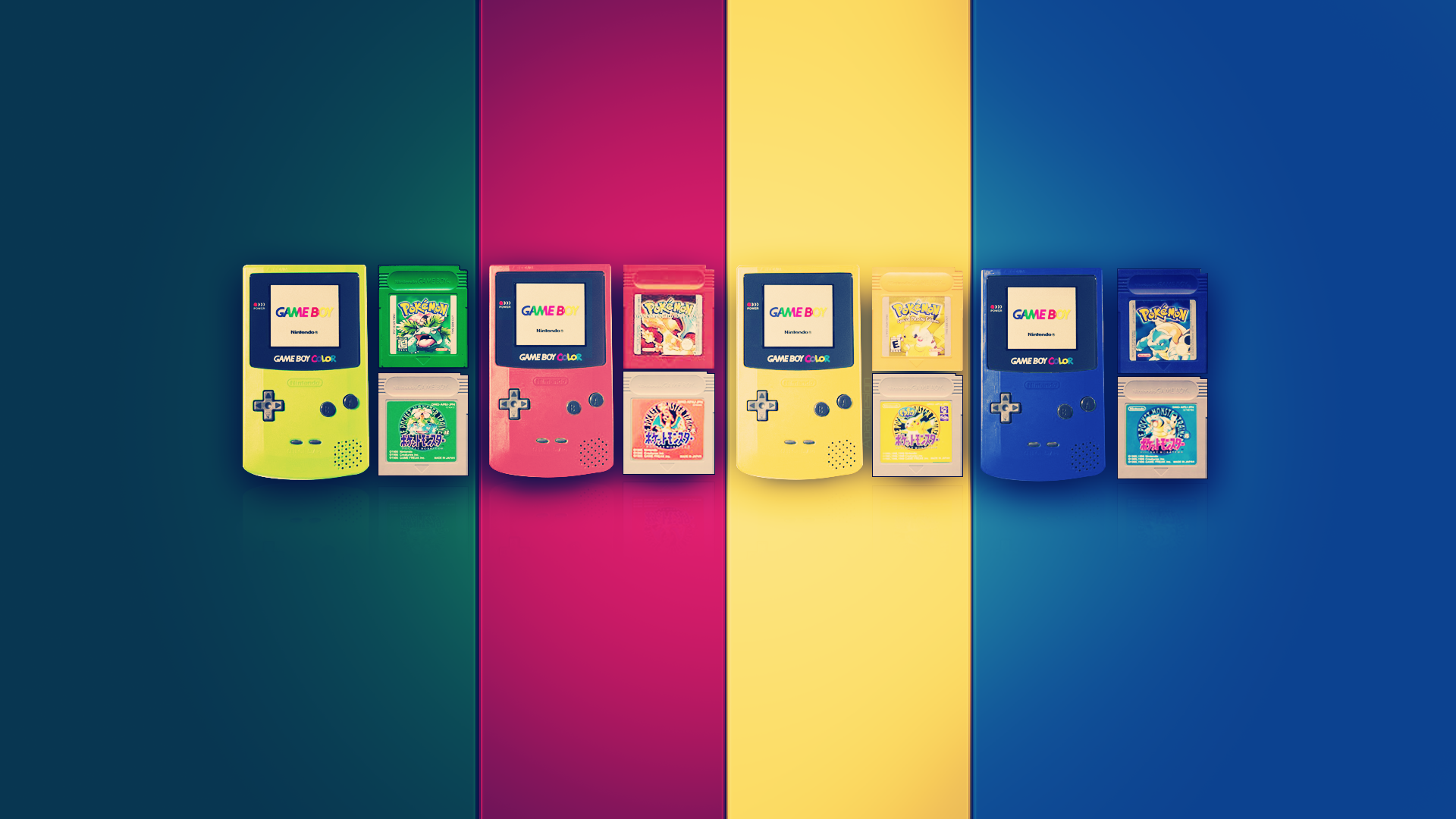 GameBoy Colorful Pokemon First Generation Video Games GameBoy Color Consoles Pokemon Digital Art Art 1920x1080