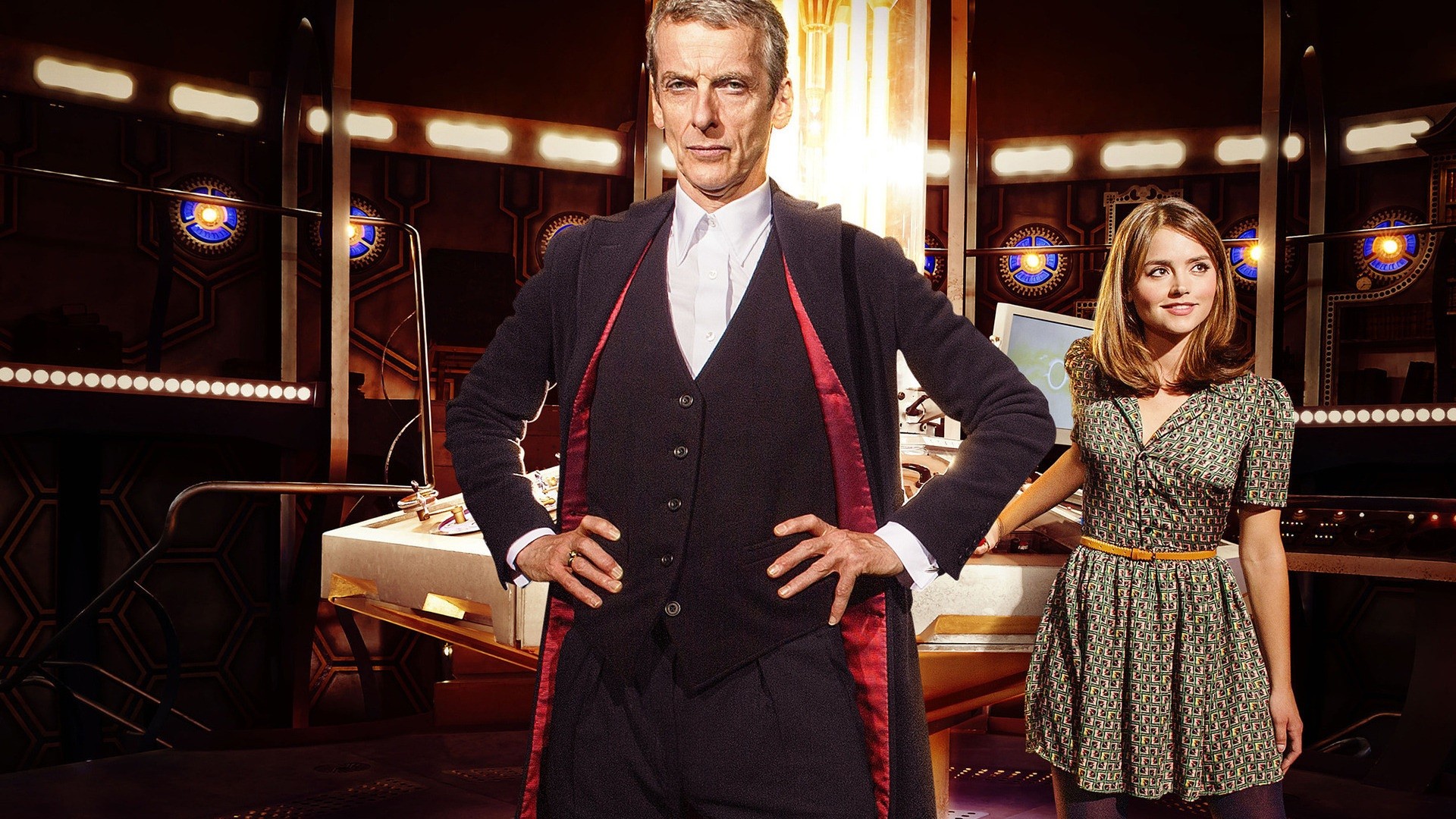 Doctor Who The Doctor TARDiS Peter Capaldi Hands On Hips Jenna Louise Coleman Clara Oswald BBC Tv Se 1920x1080