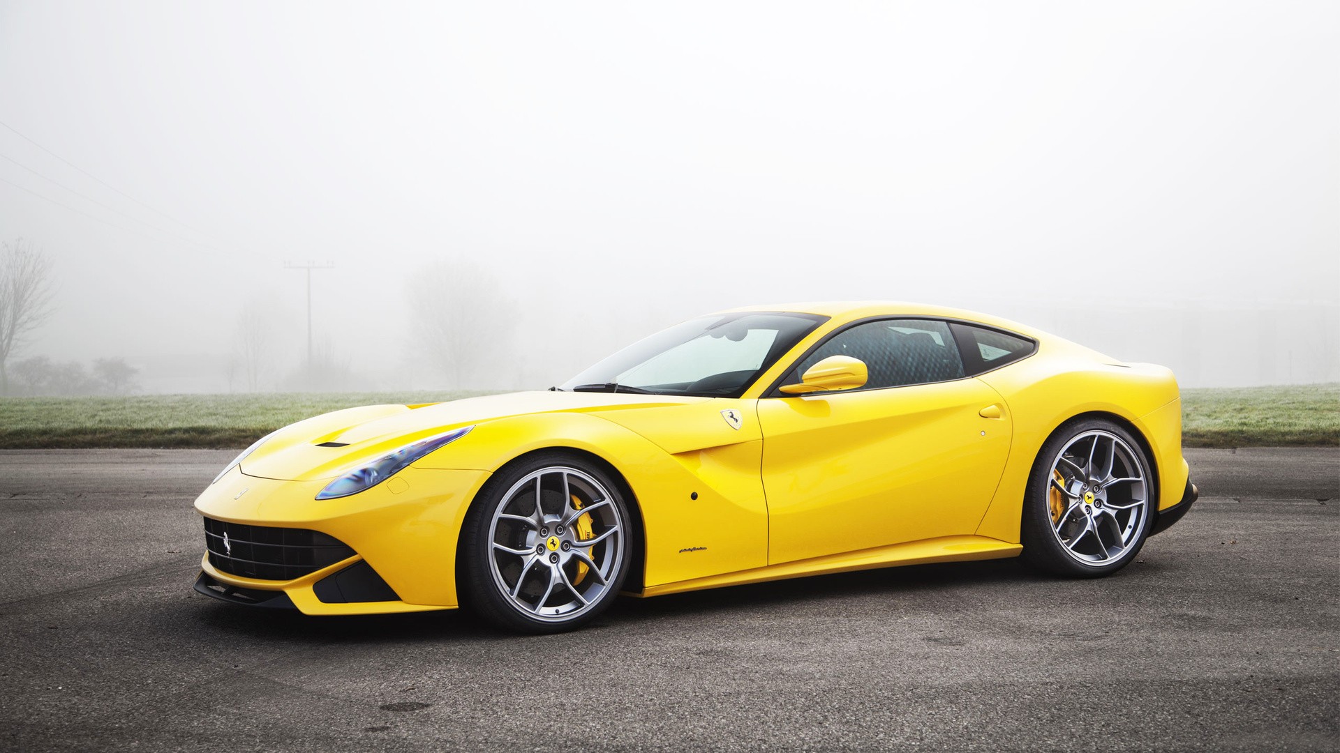 Ferrari F12 Berlinetta Car Yellow Cars Vehicle Mist 1920x1080