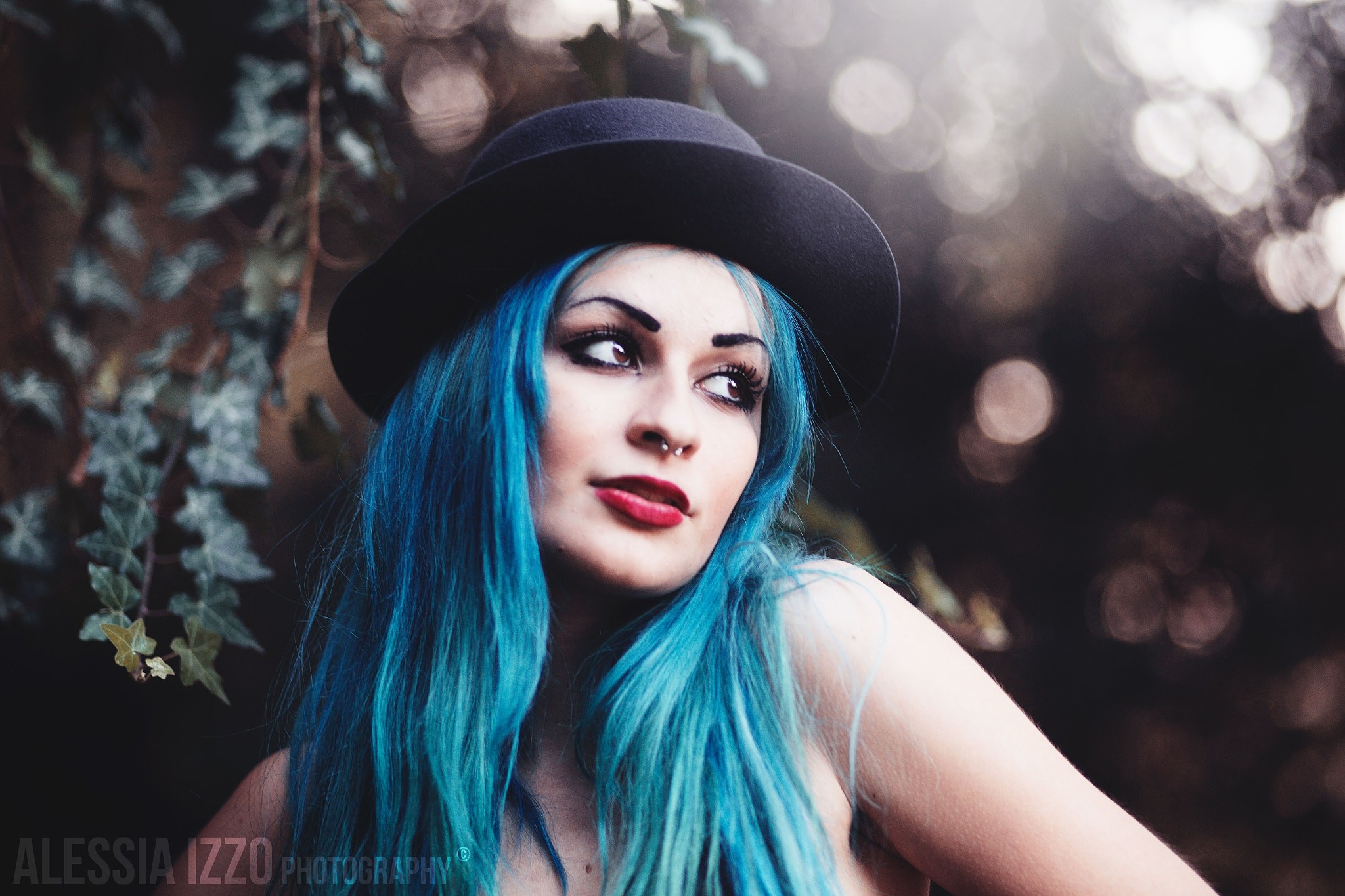 Alessia Izzo Blue Hair Hat Women Model 500px 2048x1365